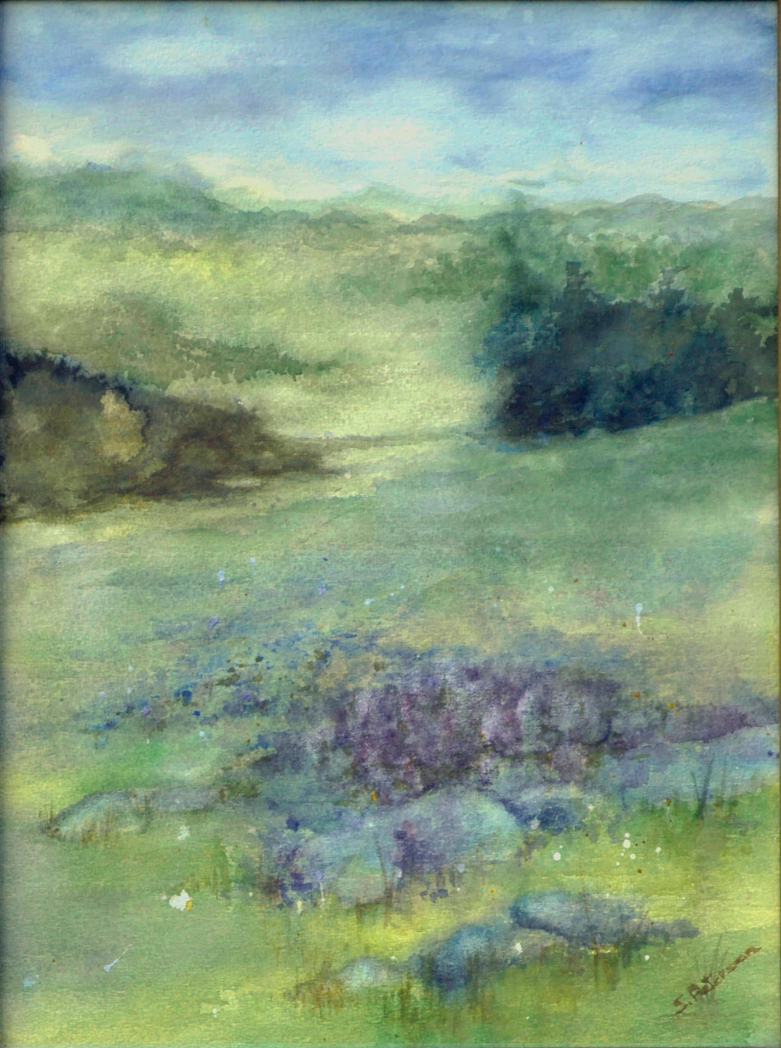 Blooming Hills Landscape - Painting by S. Peterson