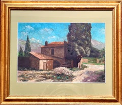 Retro Impressionist Oil on Board of a Southern French Landscape, The French Farm