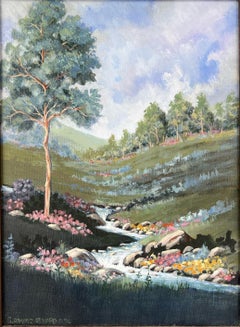 "Blue Hillock" California Landscape Lupines Poppies Original Painting on Canvas