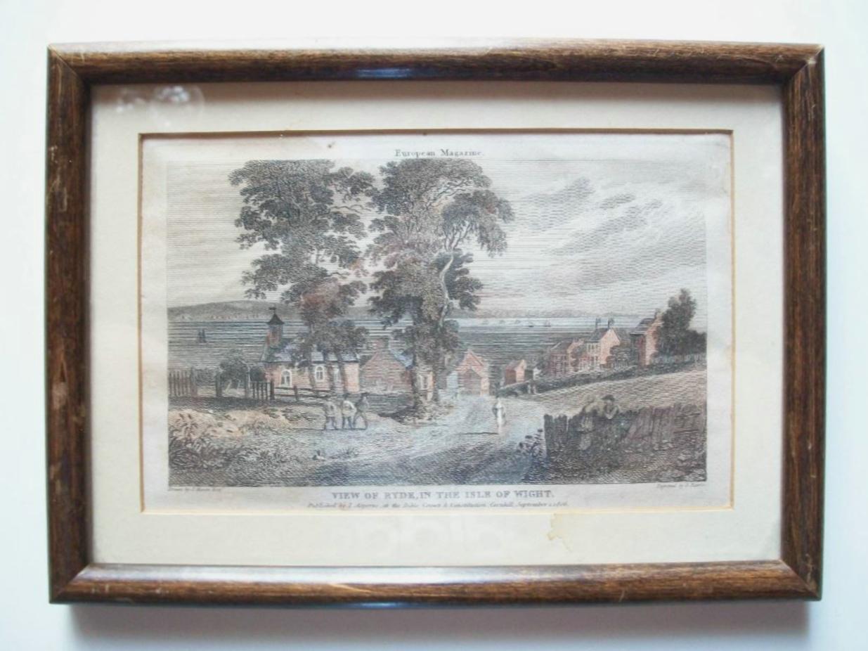 Seltener antiker handkolorierter Stahlstich aus dem European Magazine - mit dem Titel 'VIEW OF RYDE - IN THE ISLE OF WIGHT' - gezeichnet von J. Nixon - gestochen von S. Rawle - herausgegeben von I. Asperne bei der Bible, Crown & Constitution -