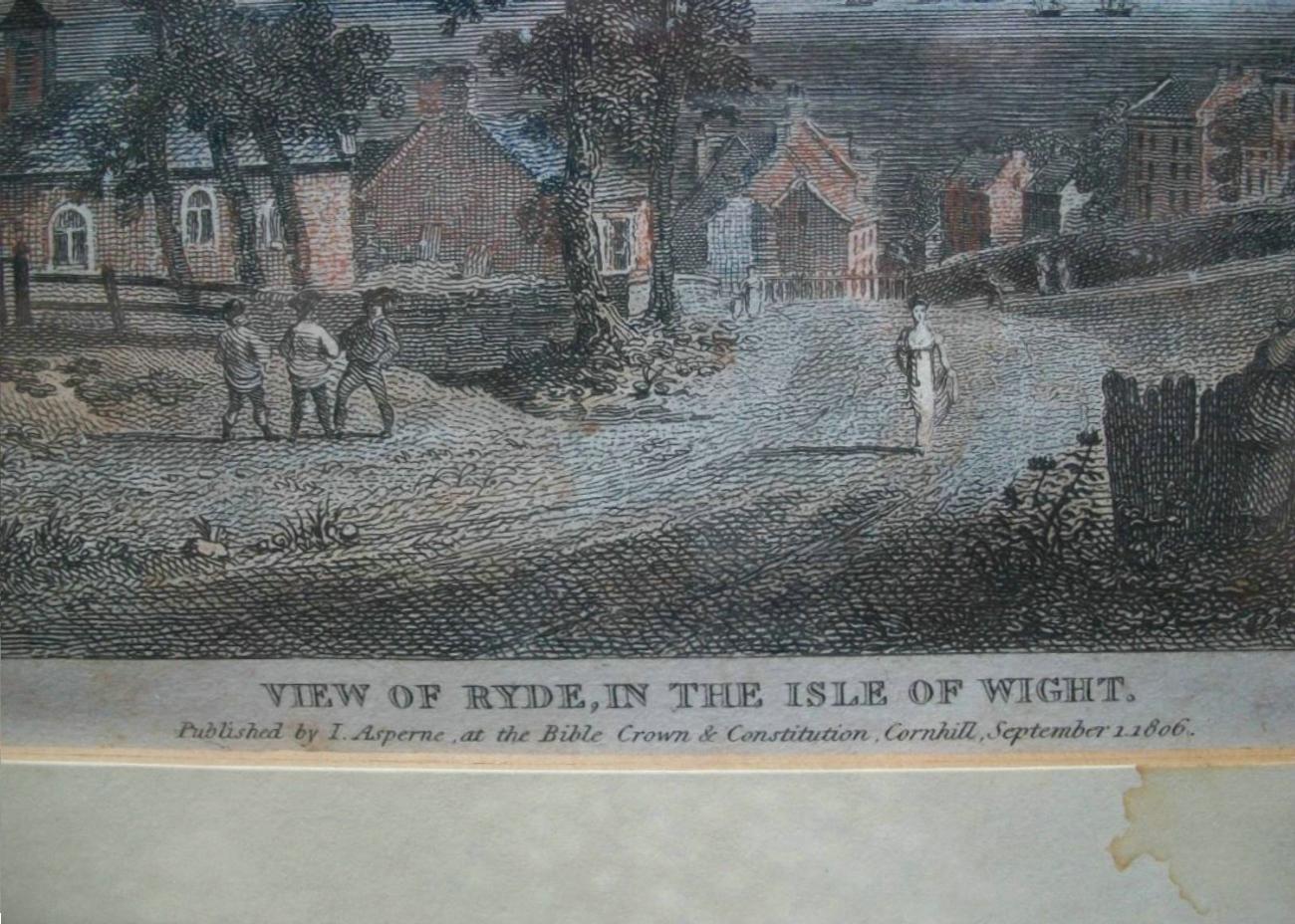 S. RAWLE - VIEW OF RYDE - Seltener gerahmter antiker Kupferstich - K.K. - CIRCA 1806 (Georgian) im Angebot