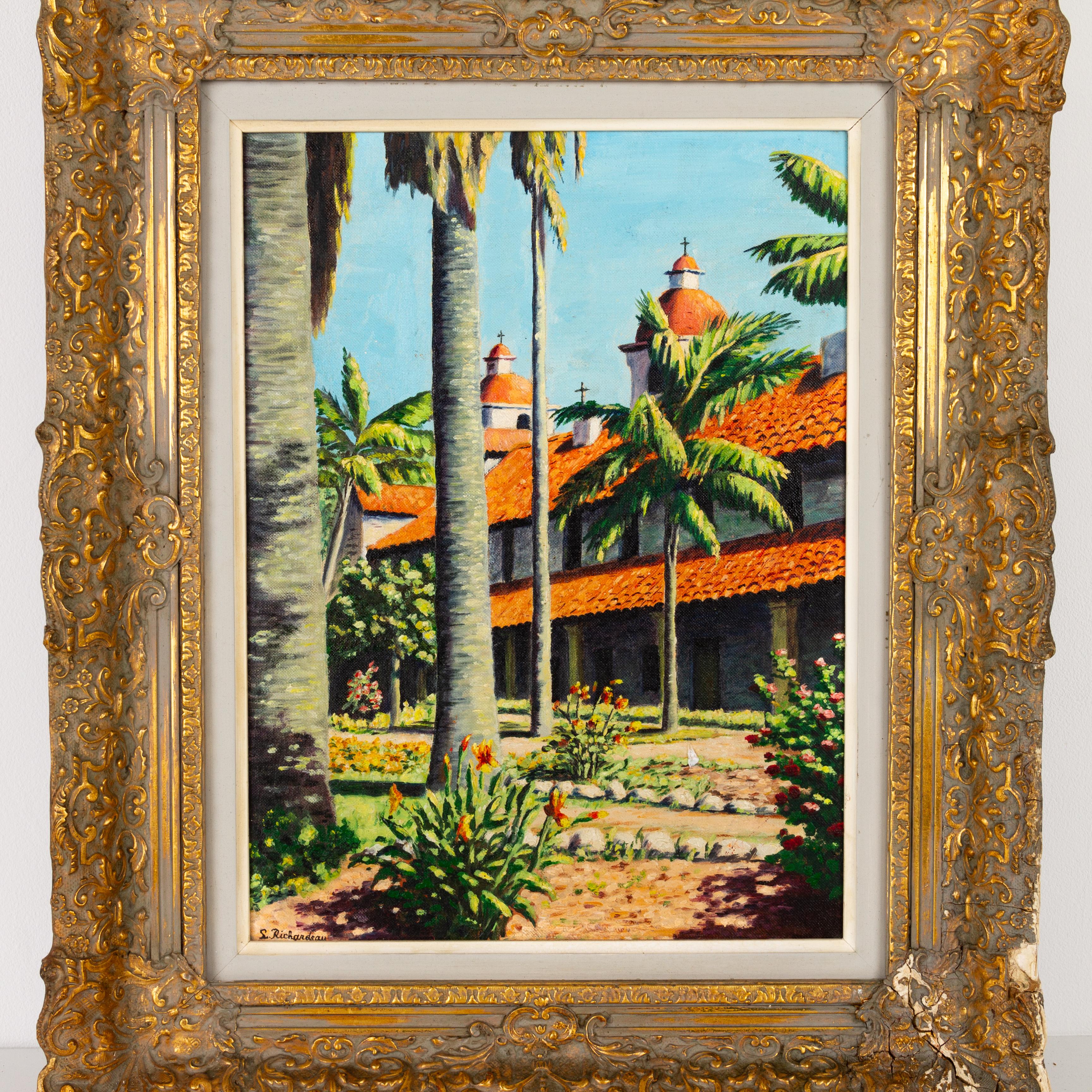 In good condition
From a private collection
Free international shipping
S. Richardeau Signed San Juan Capistrano Californian Oil Painting 
