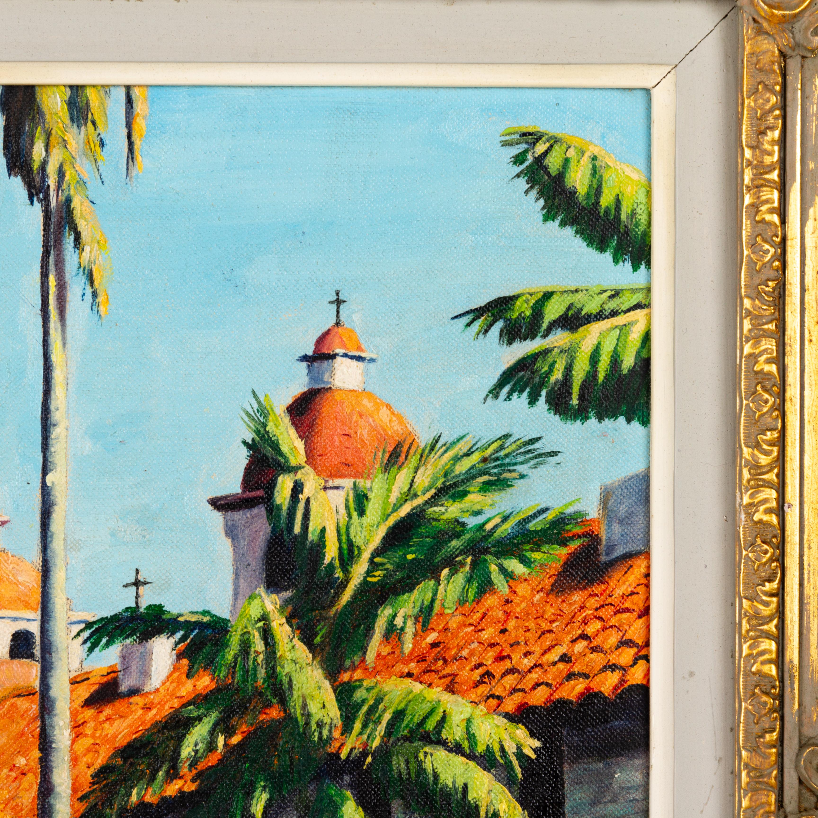 S. Richardeau Signed San Juan Capistrano Californian Oil Painting  In Good Condition For Sale In Nottingham, GB