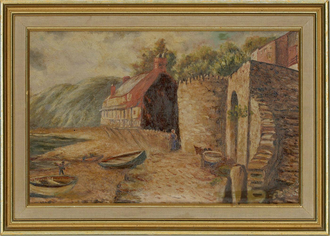 S. Roberts - Early 20th Century Oil, Clovelly, Devon For Sale 1