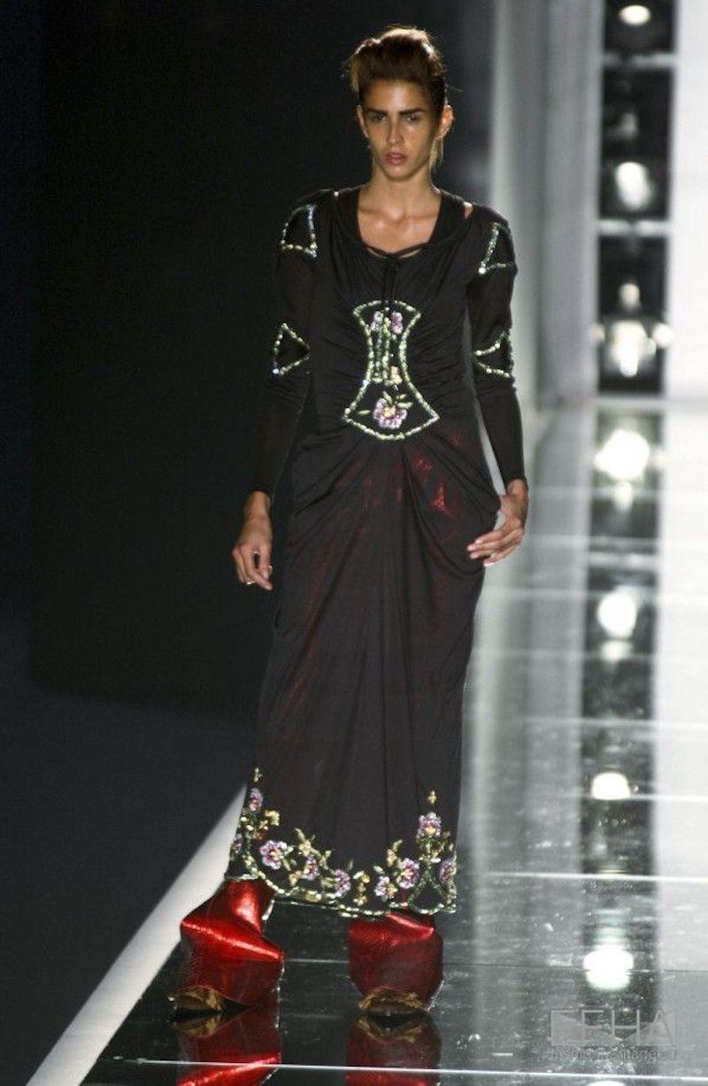 Black S/S 02 Look#37 Vintage John Galliano for Christian Dior Embellished Silk Dress 