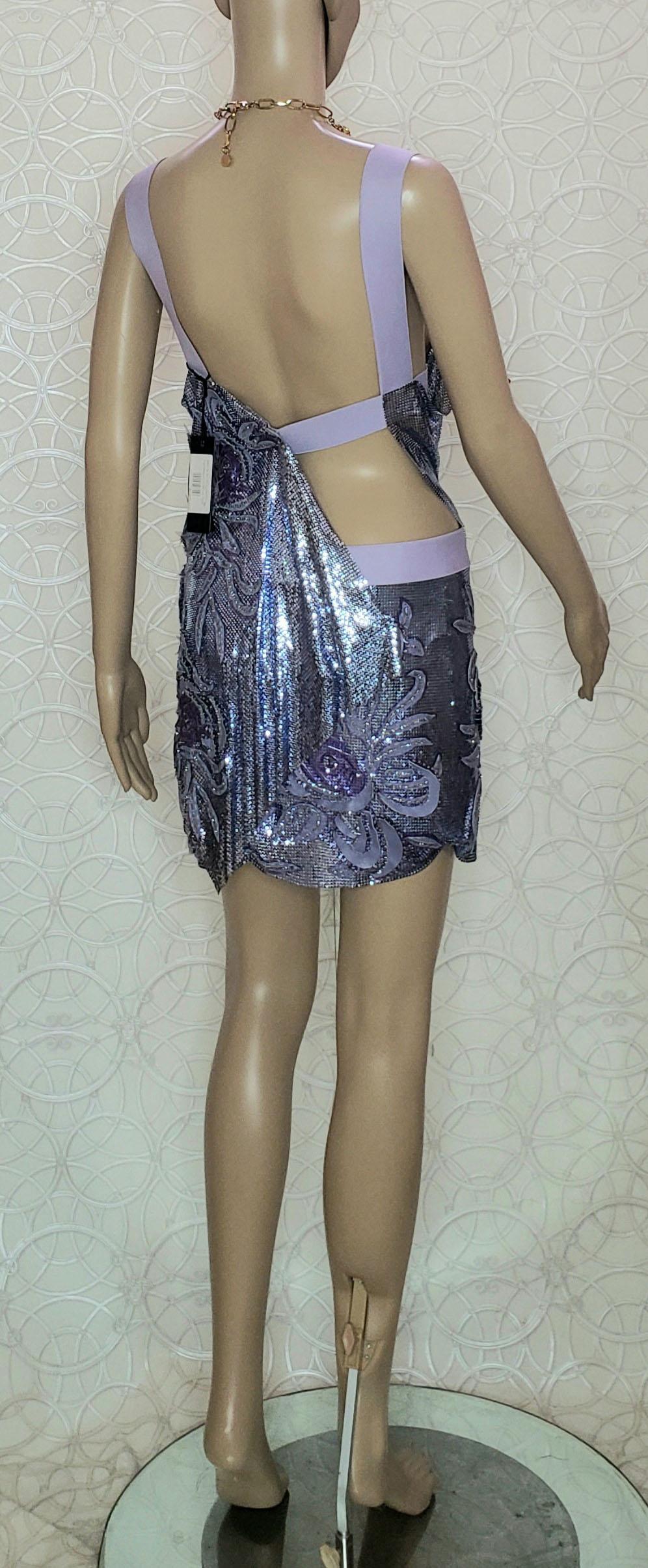 S/S 14 L#42 VERSACE METAL MESH CRYSTAL EMBELLISHED TOP and SKIRT SET SZ IT 38-2 For Sale 1