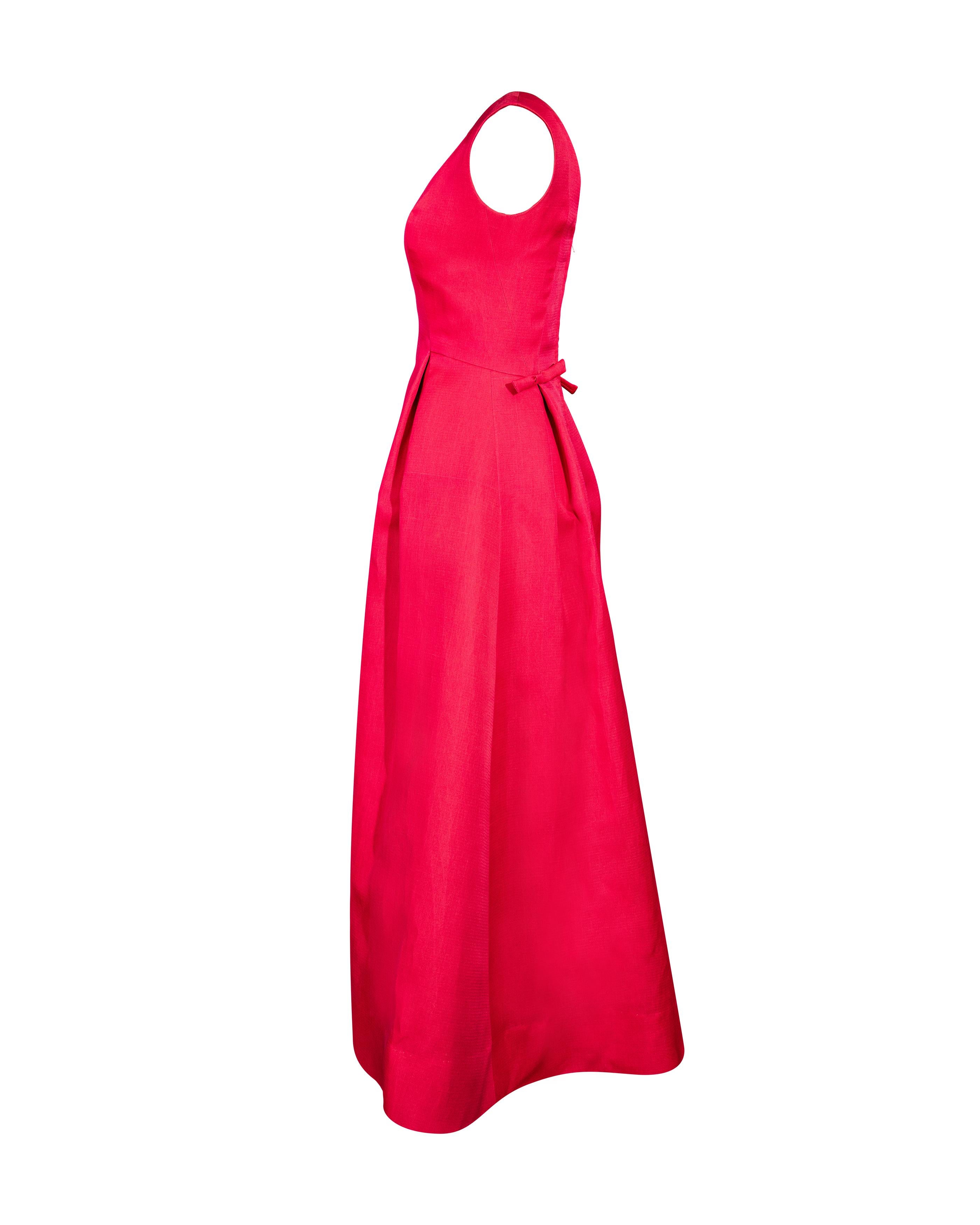 Women's S/S 1964 Balenciaga Deep Rose Pink Silk Sleeveless Gown
