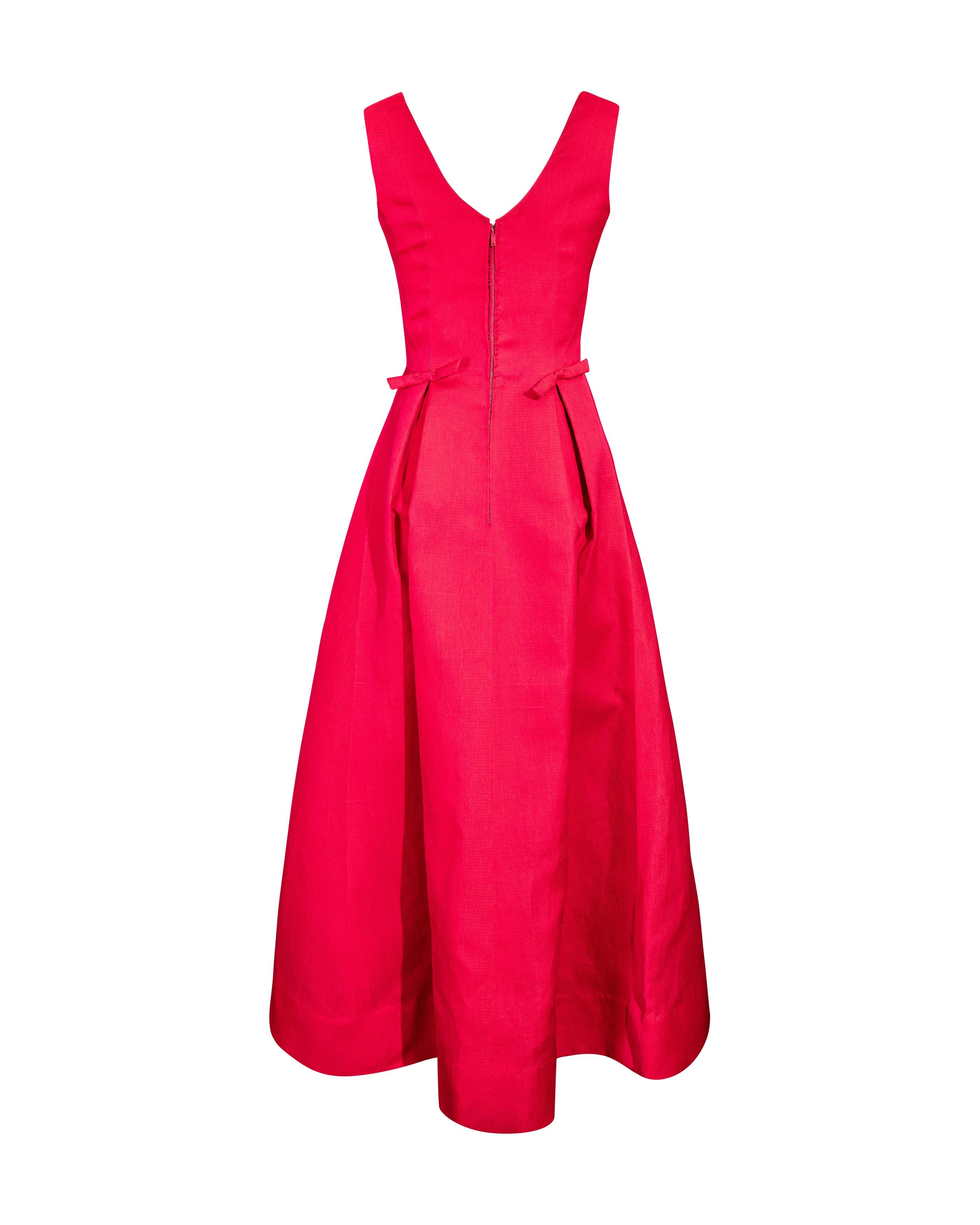 S/S 1964 Balenciaga Deep Rose Pink Silk Sleeveless Gown 1