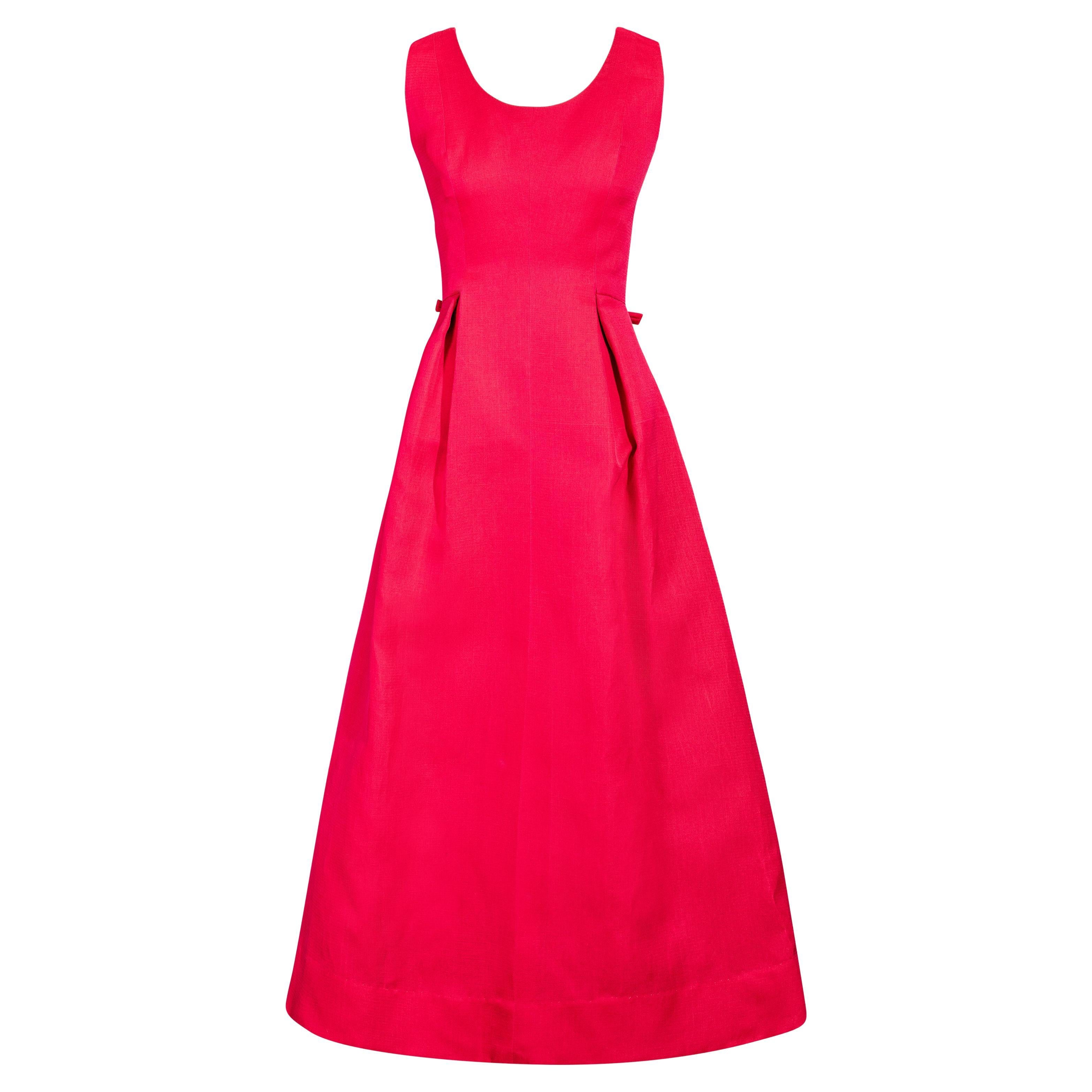 S/S 1964 Balenciaga Deep Rose Pink Silk Sleeveless Gown