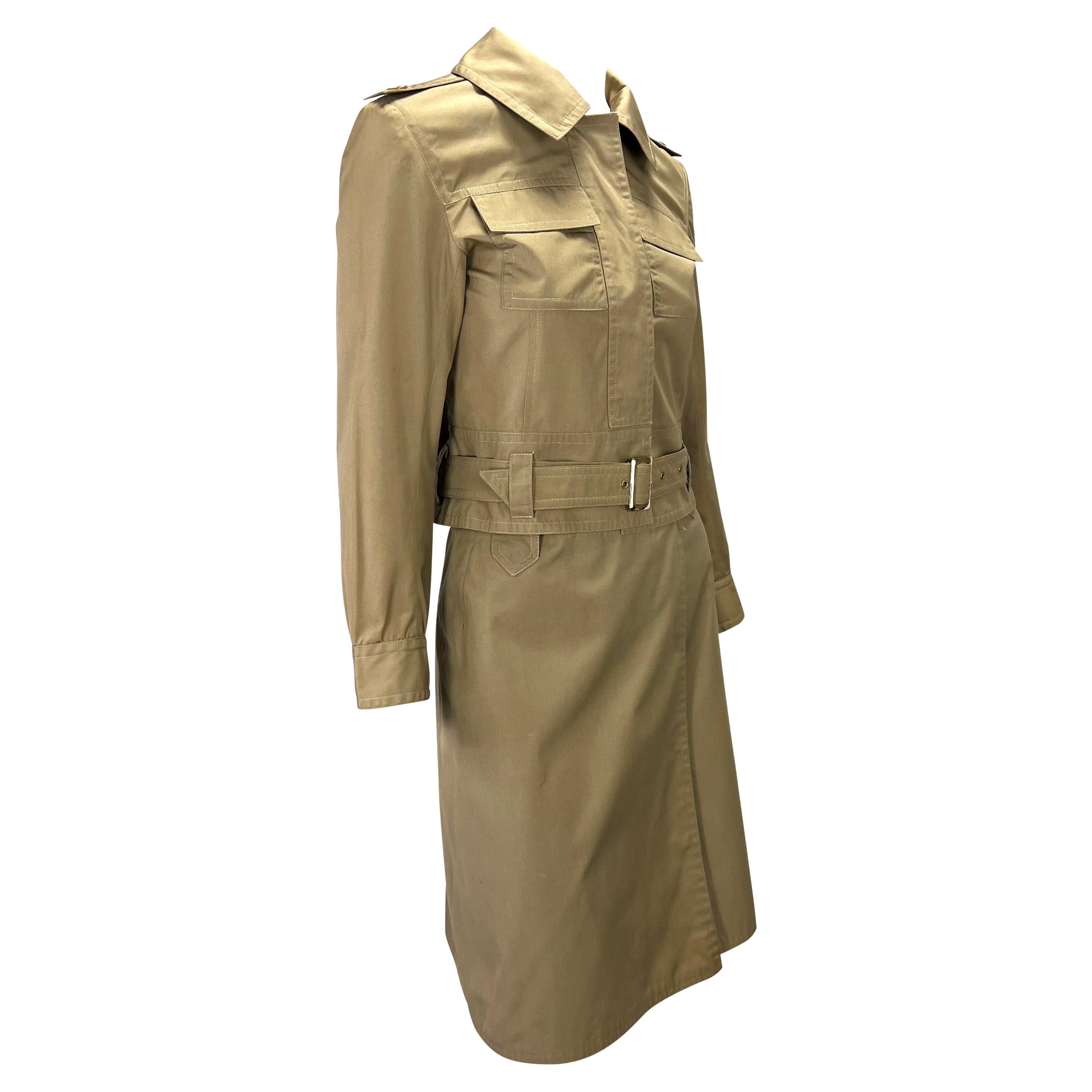 S/S 1969 Saint Laurent Rive Gauche Documented Safari Khaki Belt Jacket Skirt Set 1