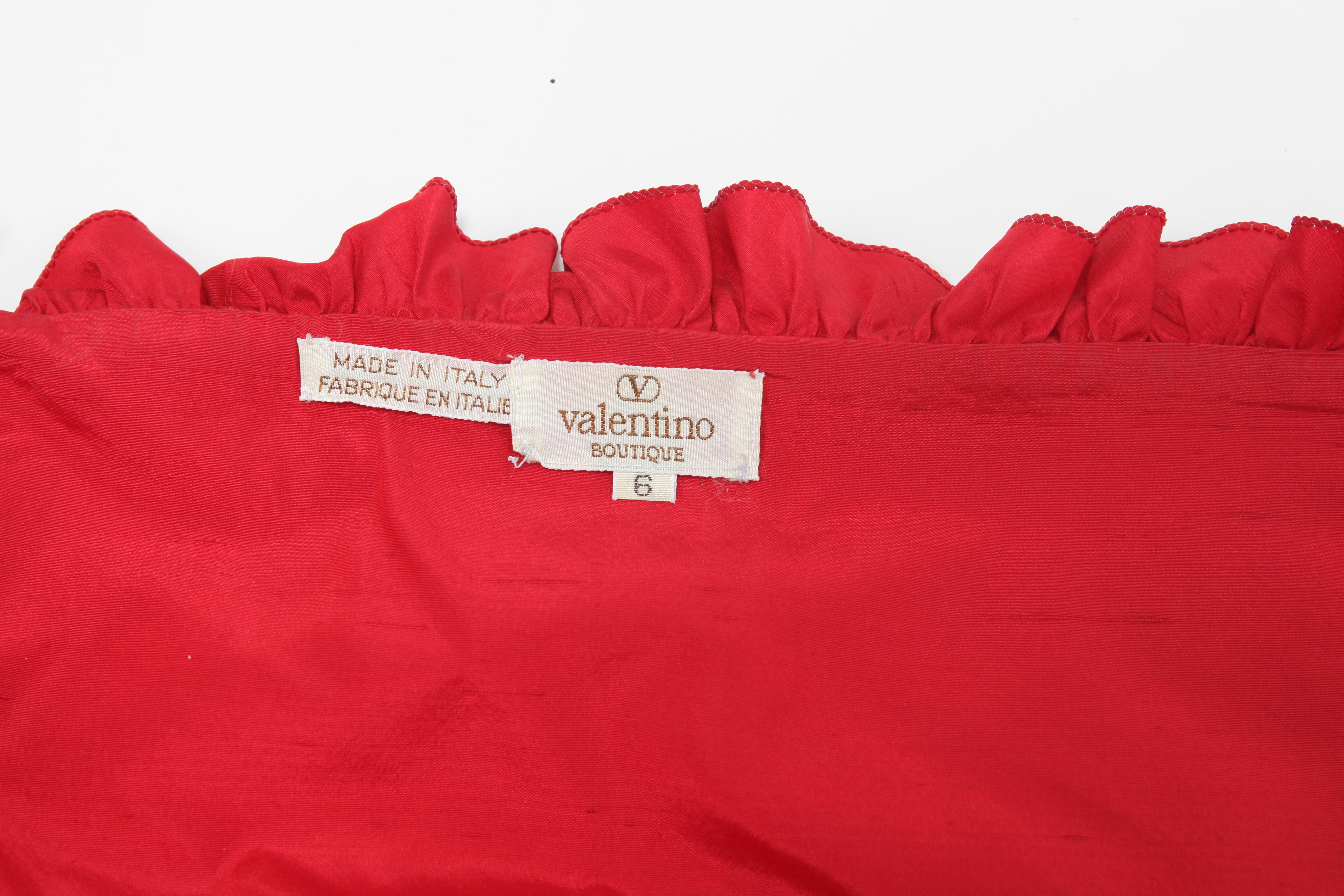 S/S 1982 Documented Valentino Red Silk Balloon Cocktail Dress 1