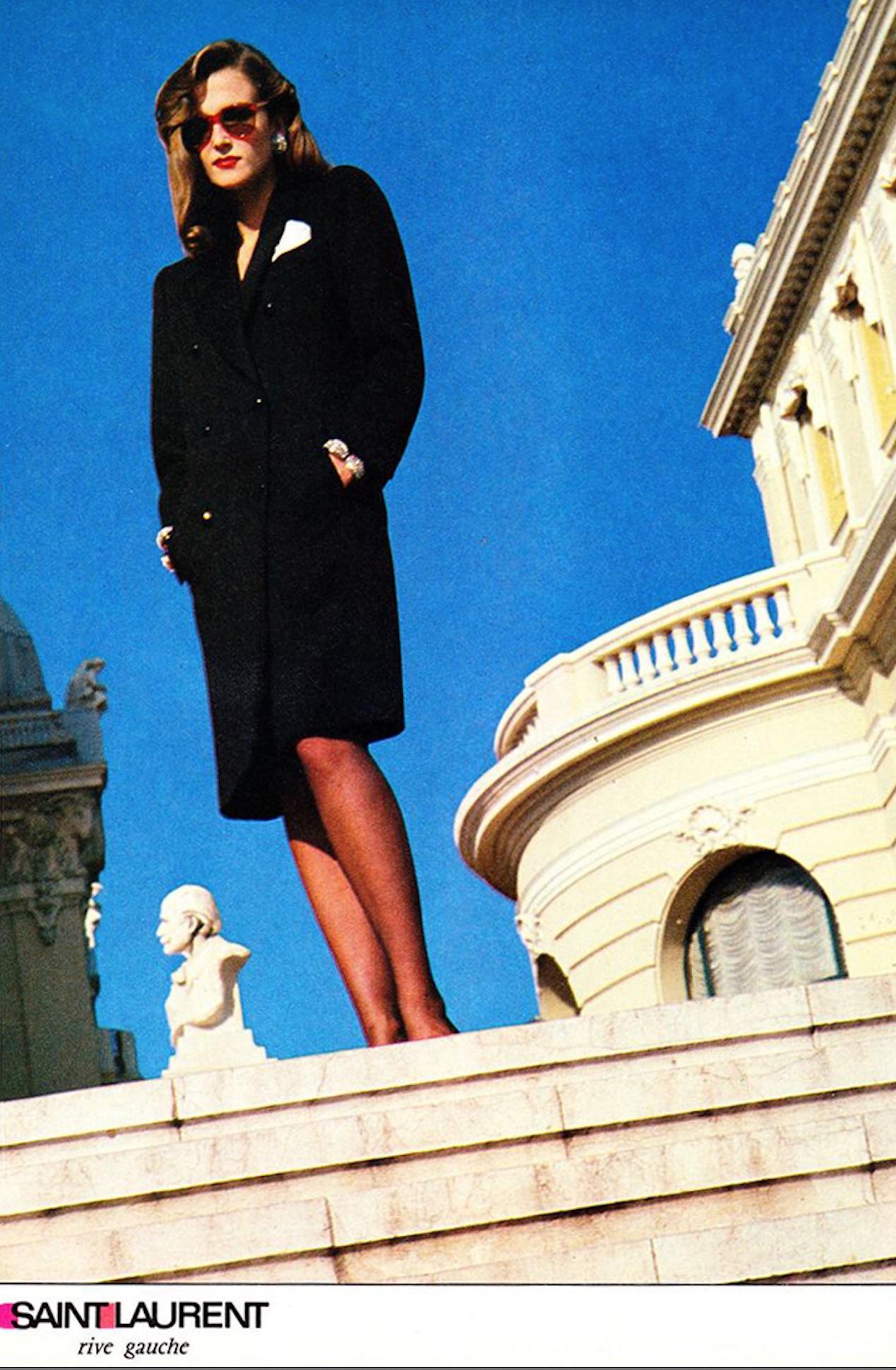 Saint Laurent Rive Gauche Runway Ad - Robe de smoking « Le Smoking » noire, P/E 1983 en vente 1