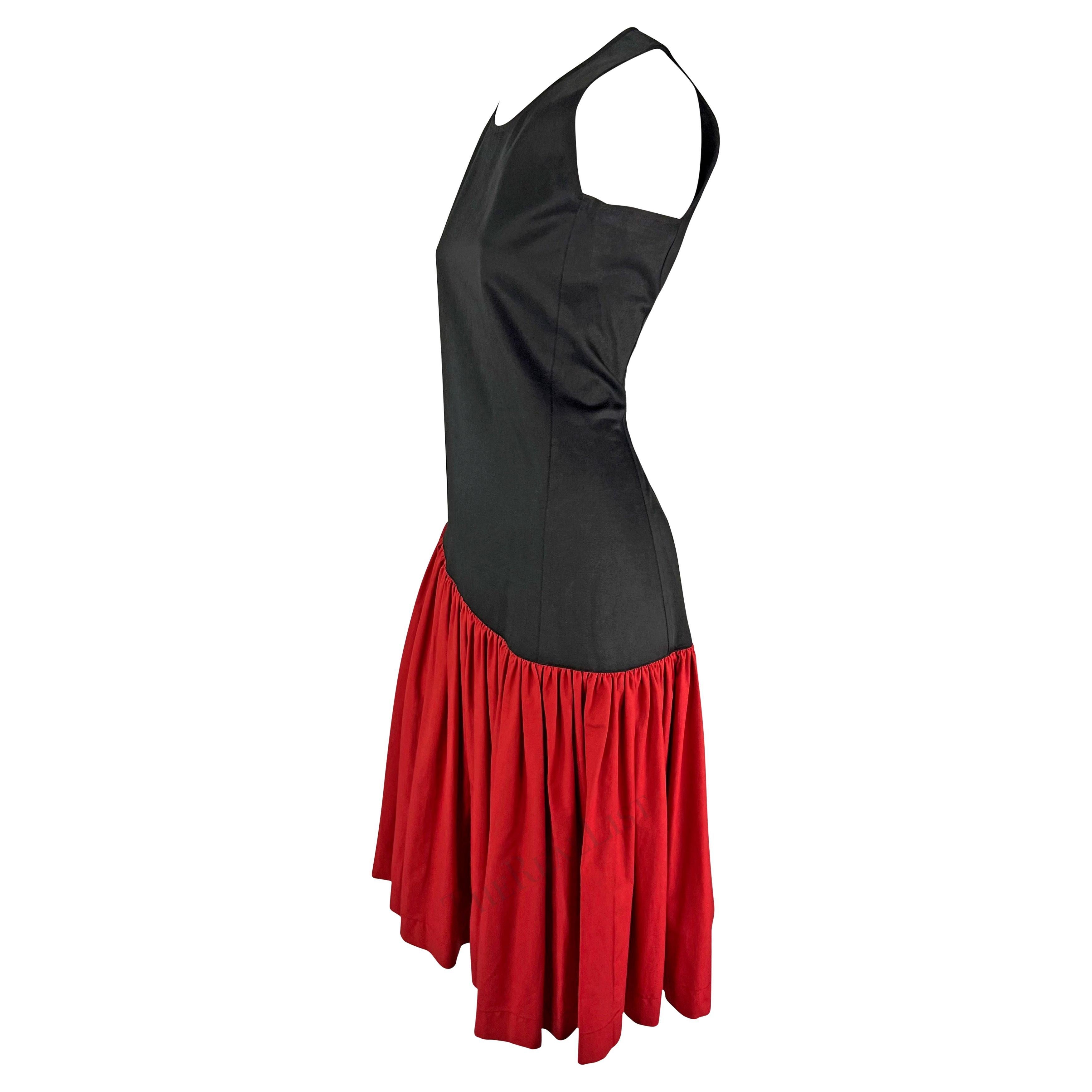 Women's S/S 1983 Saint Laurent Rive Gauche Runway Ad Black Red Sleeveless Dress For Sale