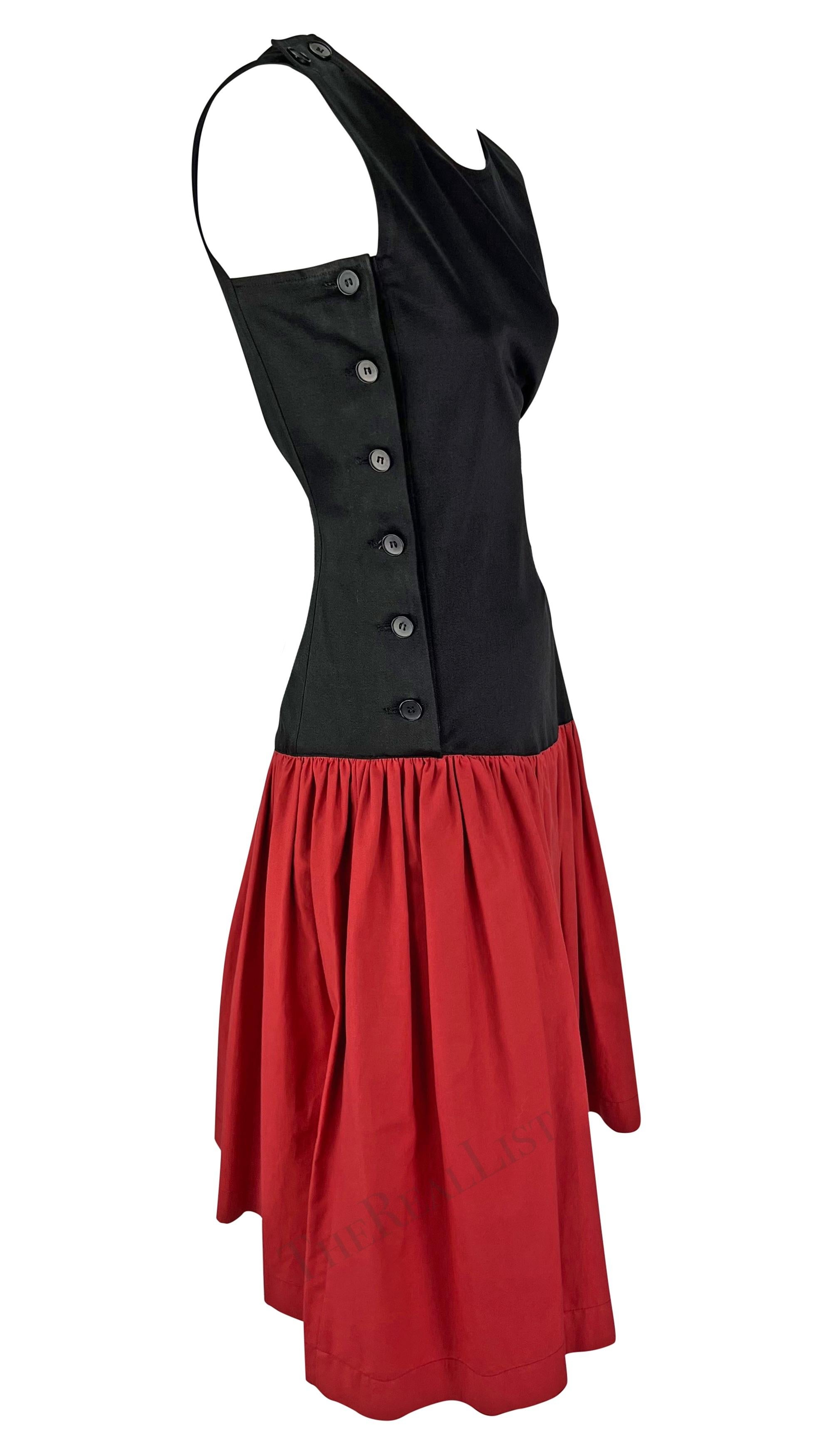 S/S 1983 Saint Laurent Rive Gauche Runway Ad Black Red Sleeveless Dress For Sale 4