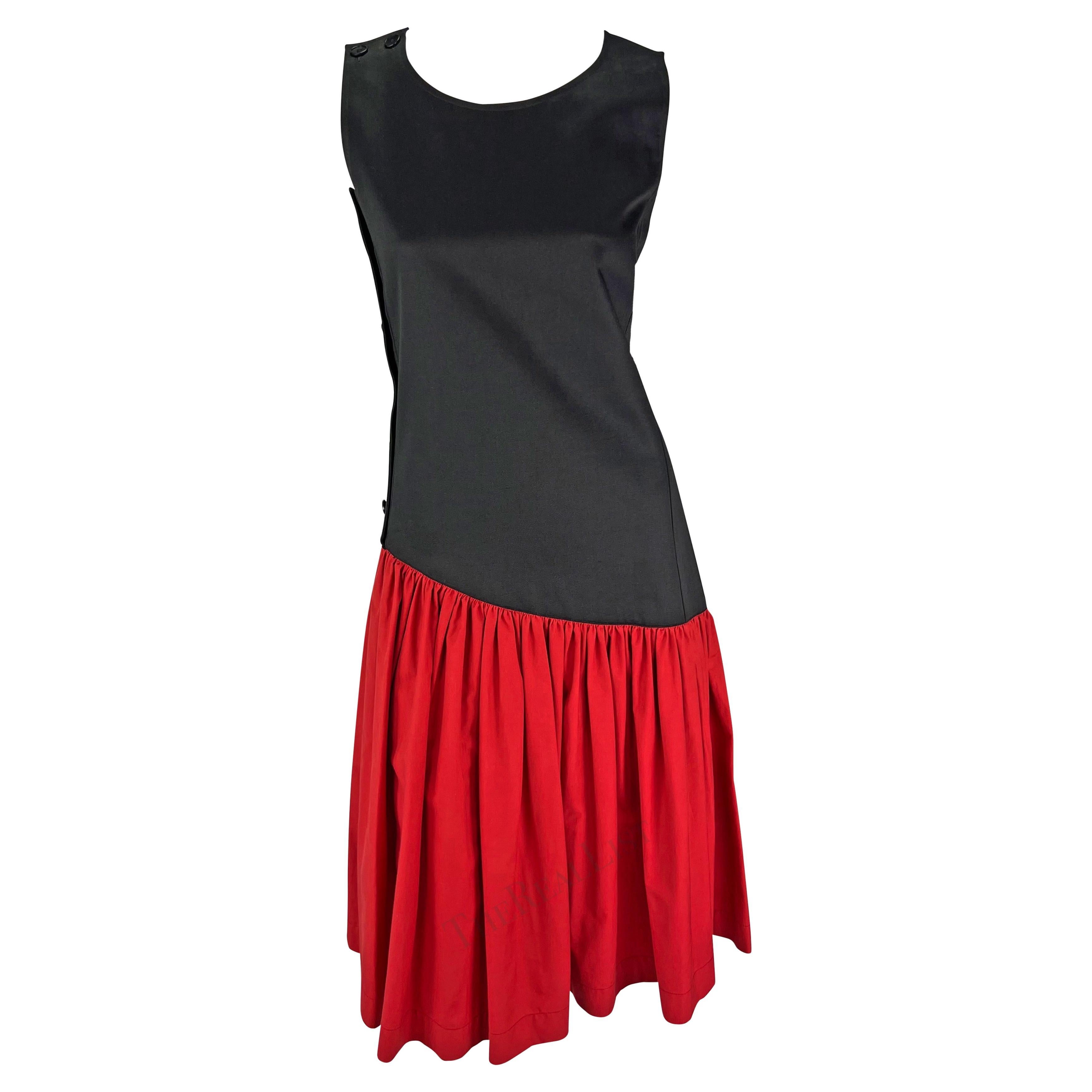 S/S 1983 Saint Laurent Rive Gauche Runway Ad Black Red Sleeveless Dress For Sale