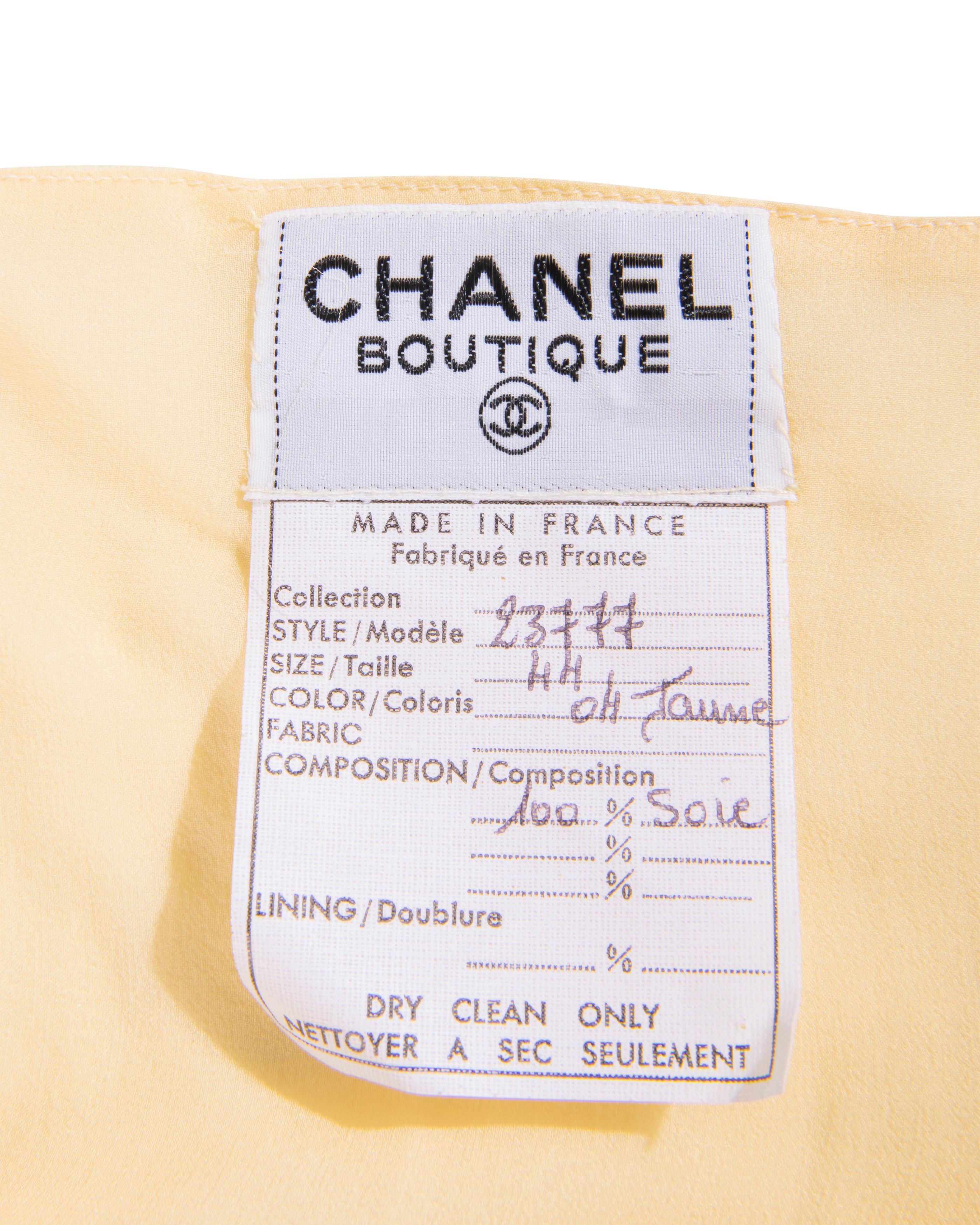S/S 1984 Chanel by Karl Lagerfeld Butter Yellow Silk Chiffon Gown 6