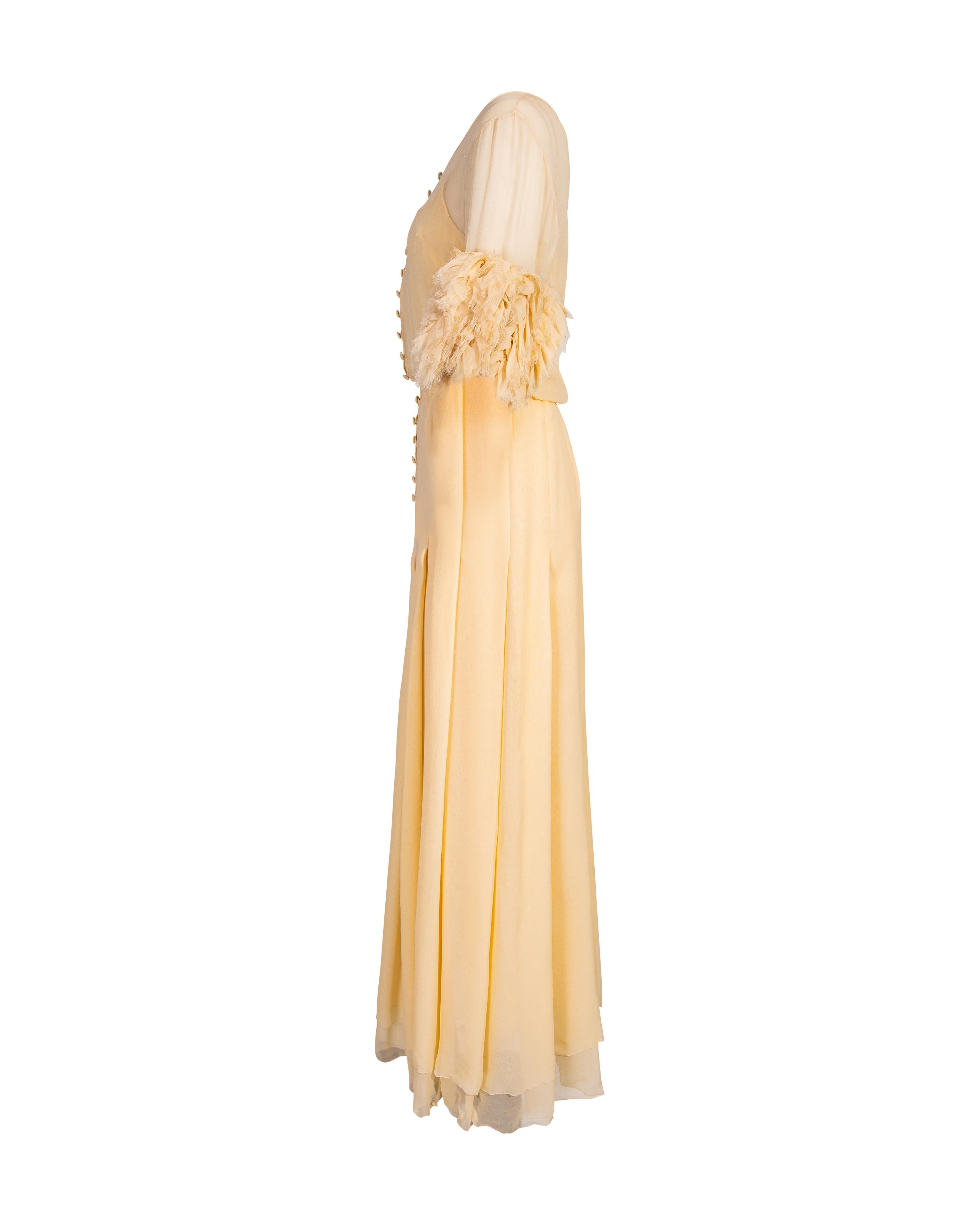 Women's S/S 1984 Chanel by Karl Lagerfeld Butter Yellow Silk Chiffon Gown
