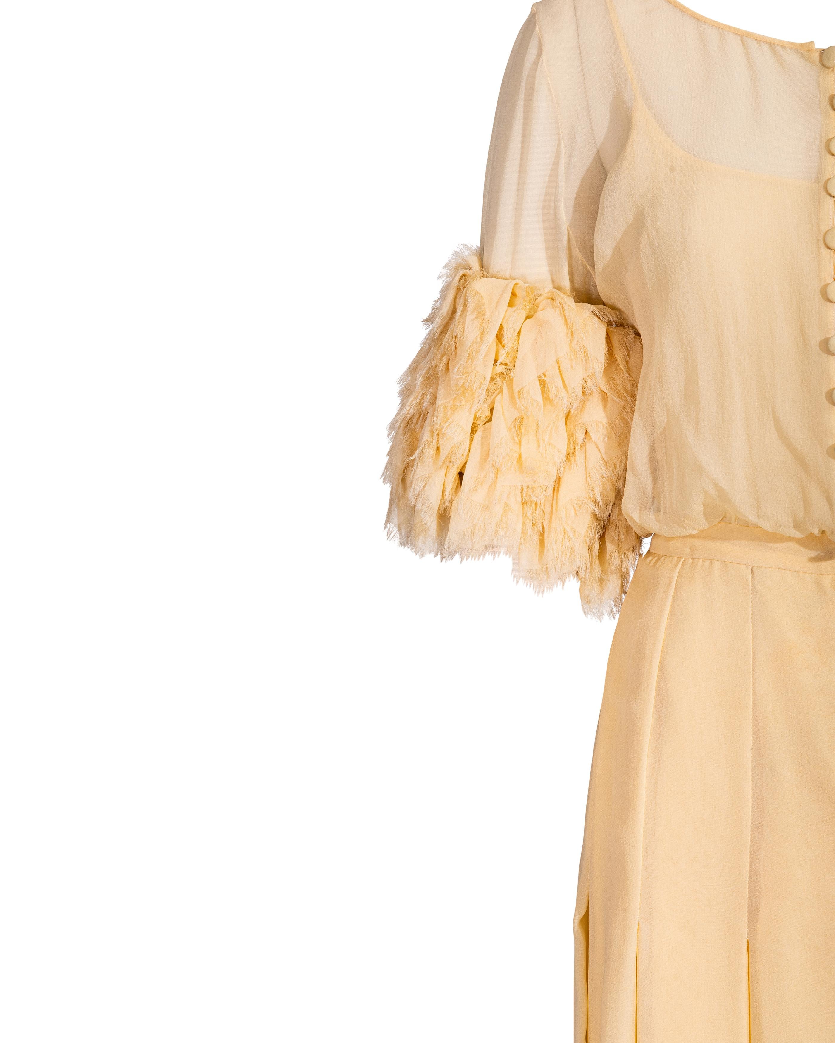 S/S 1984 Chanel by Karl Lagerfeld Butter Yellow Silk Chiffon Gown 3