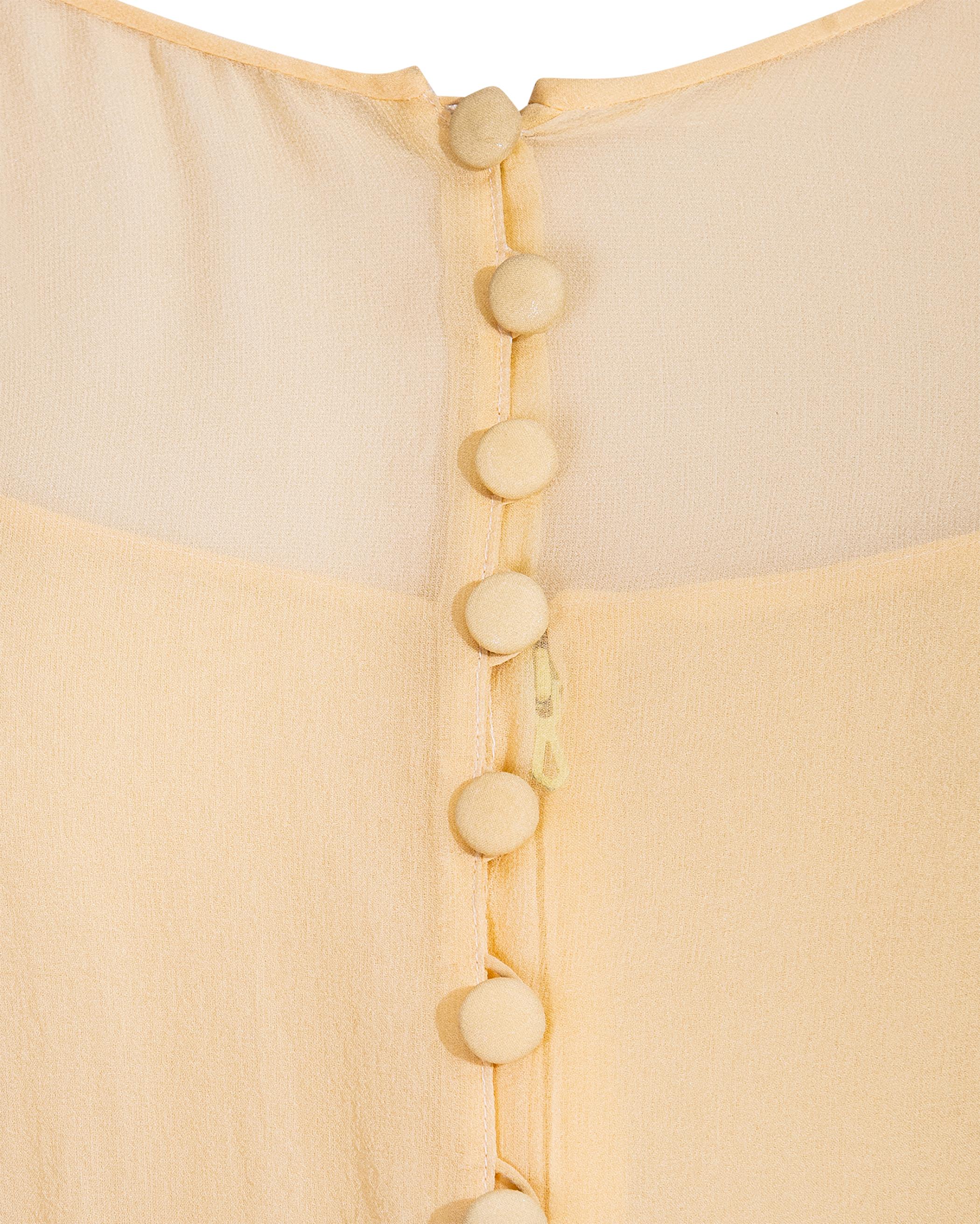 S/S 1984 Chanel by Karl Lagerfeld Butter Yellow Silk Chiffon Gown 4