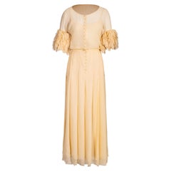 S/S 1984 Chanel by Karl Lagerfeld Butter Yellow Silk Chiffon Gown