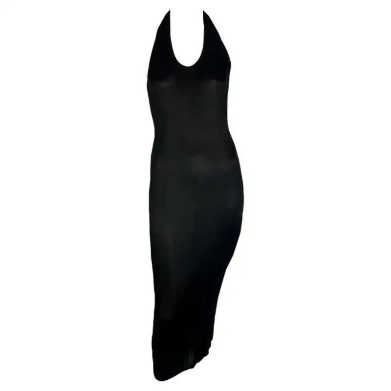 S/S 1986 Azzedine Alaïa Black Knit Halter Neck Bodycon Backless Dress (Robe dos nu en tricot)