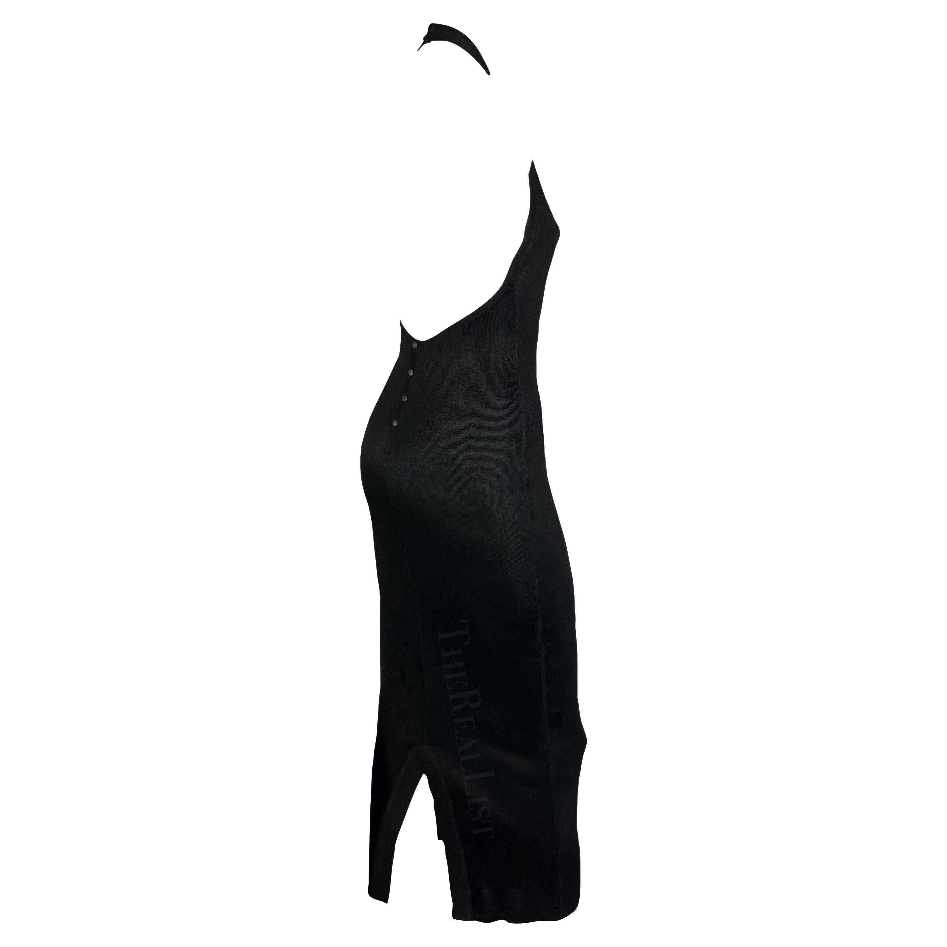 S/S 1986 Azzedine Alaïa Schwarzes gestricktes Neckholder-Bodycon-Kleid ohne Rückenausschnitt Damen im Angebot