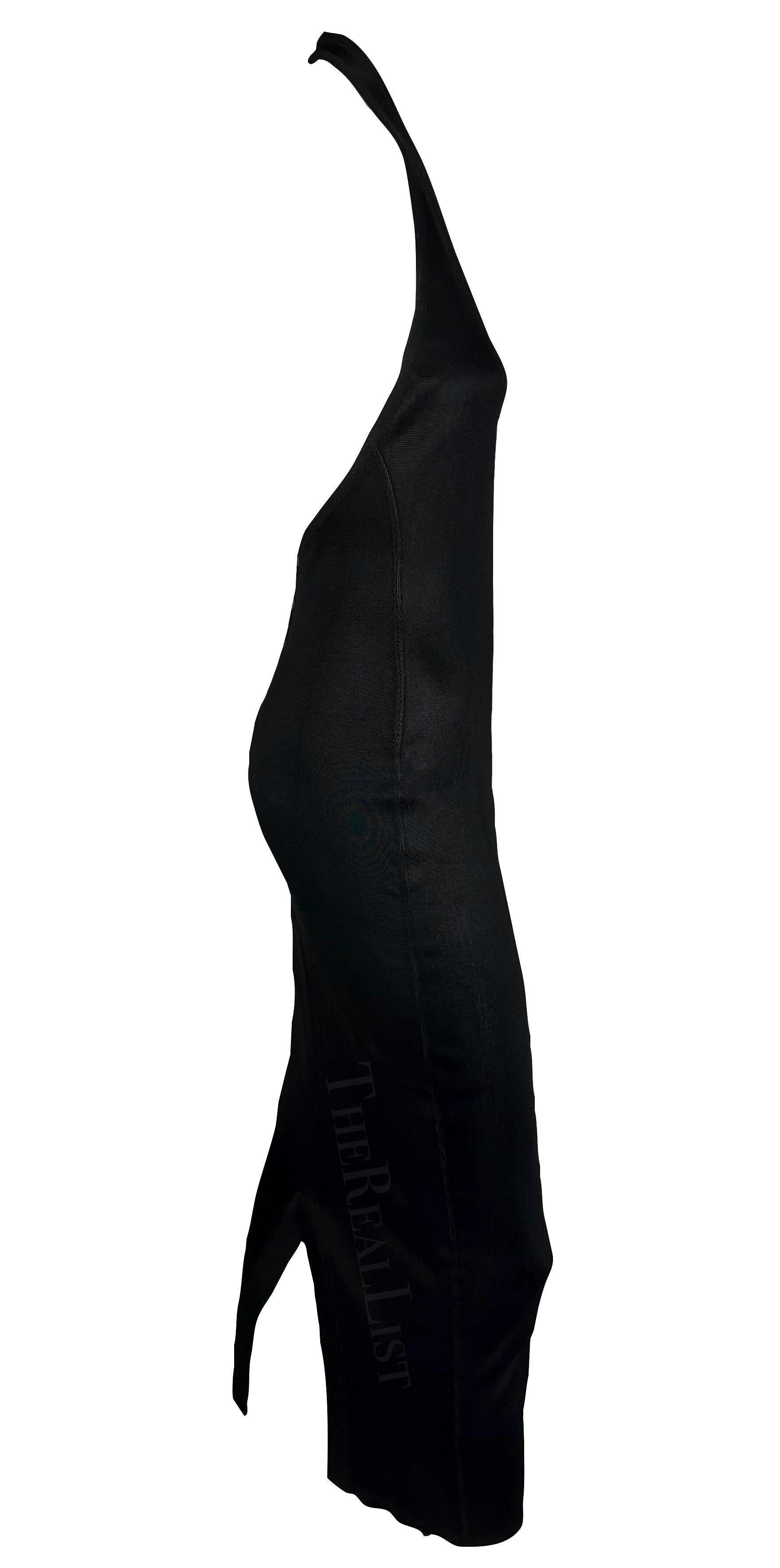 S/S 1986 Azzedine Alaïa Schwarzes gestricktes Neckholder-Bodycon-Kleid ohne Rückenausschnitt im Angebot 1