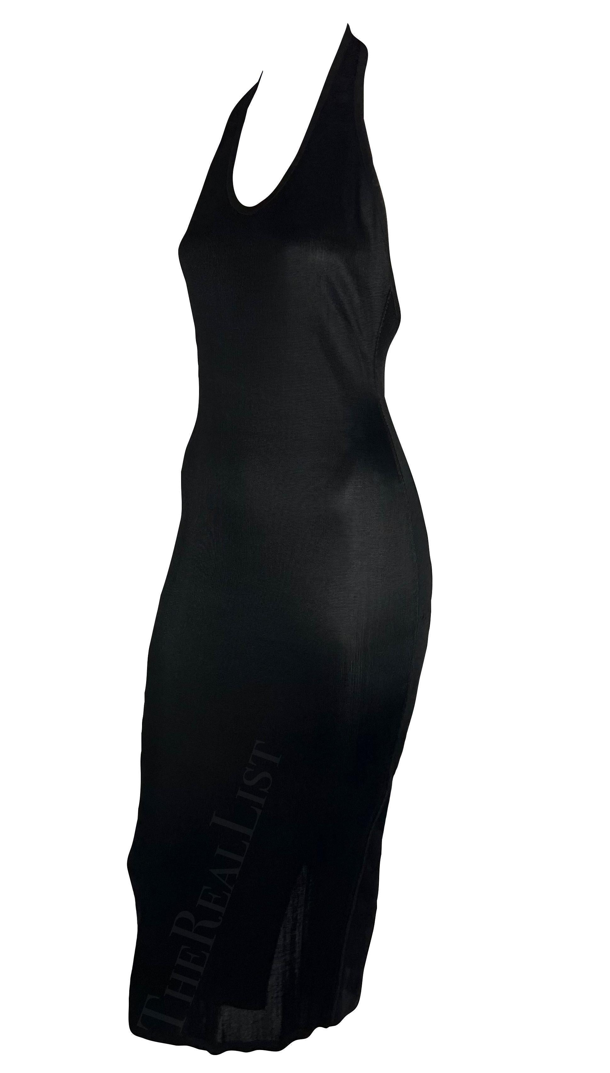 S/S 1986 Azzedine Alaïa Schwarzes gestricktes Neckholder-Bodycon-Kleid ohne Rückenausschnitt im Angebot 3