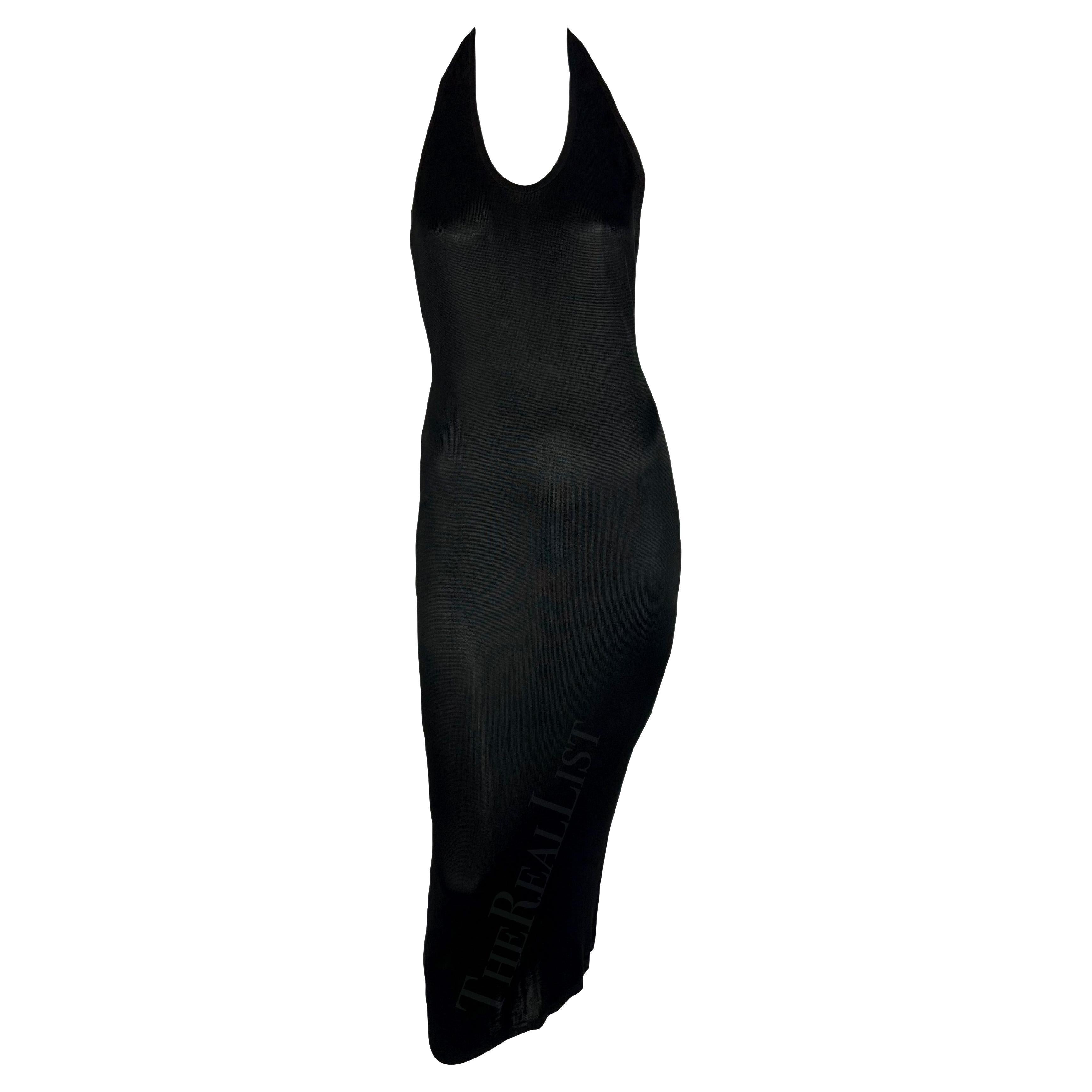 S/S 1986 Azzedine Alaïa Black Knit Halter Neck Bodycon Backless Dress For Sale