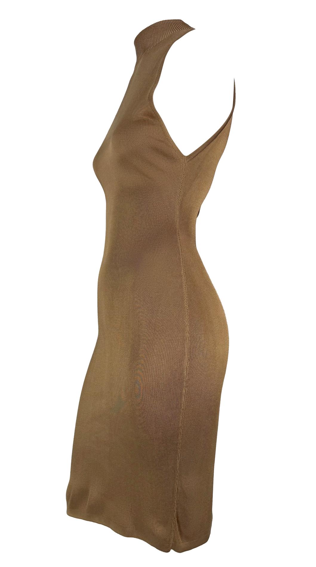 S/S 1986 Azzedine Alaïa Runway Shiny Copper Tone Sleeveless Bodycon Dress In Excellent Condition For Sale In West Hollywood, CA