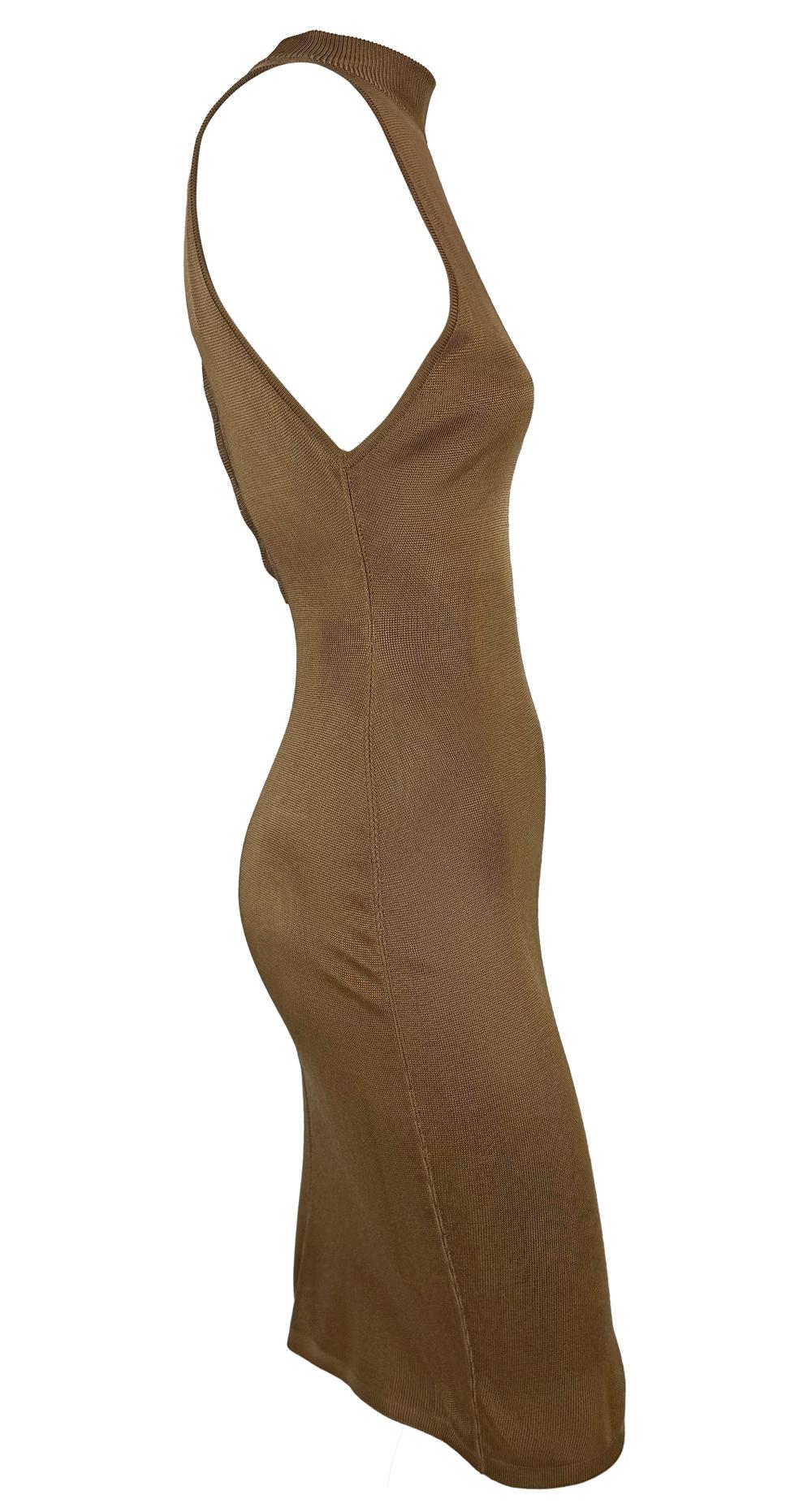 S/S 1986 Azzedine Alaïa Runway Shiny Copper Tone Sleeveless Bodycon Dress For Sale 1