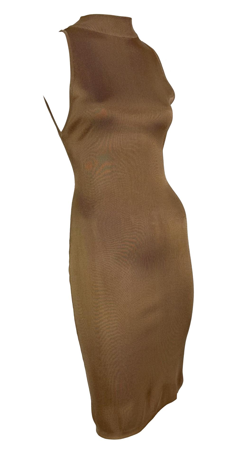 S/S 1986 Azzedine Alaïa Runway Shiny Copper Tone Sleeveless Bodycon Dress For Sale 2