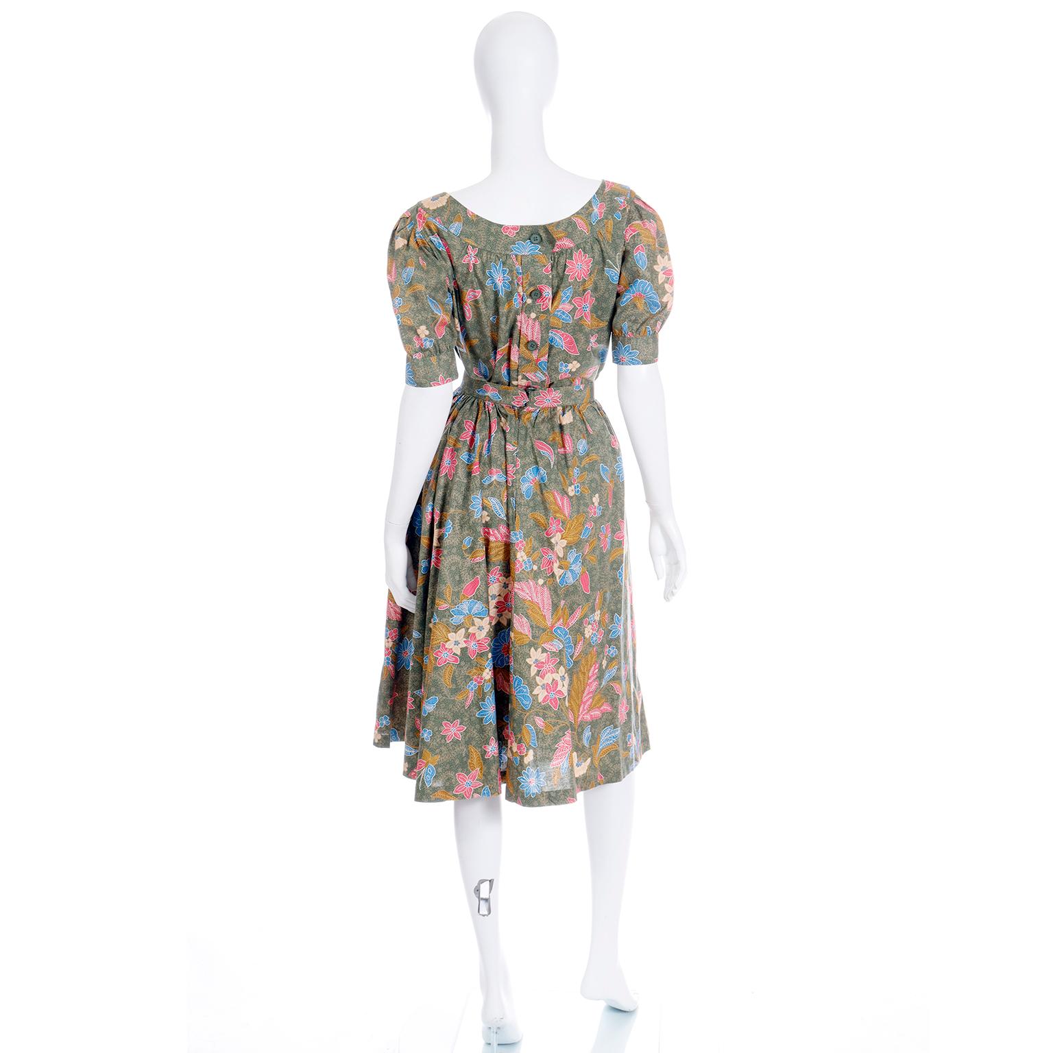 S/S 1986 Yves Saint Laurent Vintage YSL Botanical Blouse & Skirt 2 Pc Dress In Excellent Condition For Sale In Portland, OR