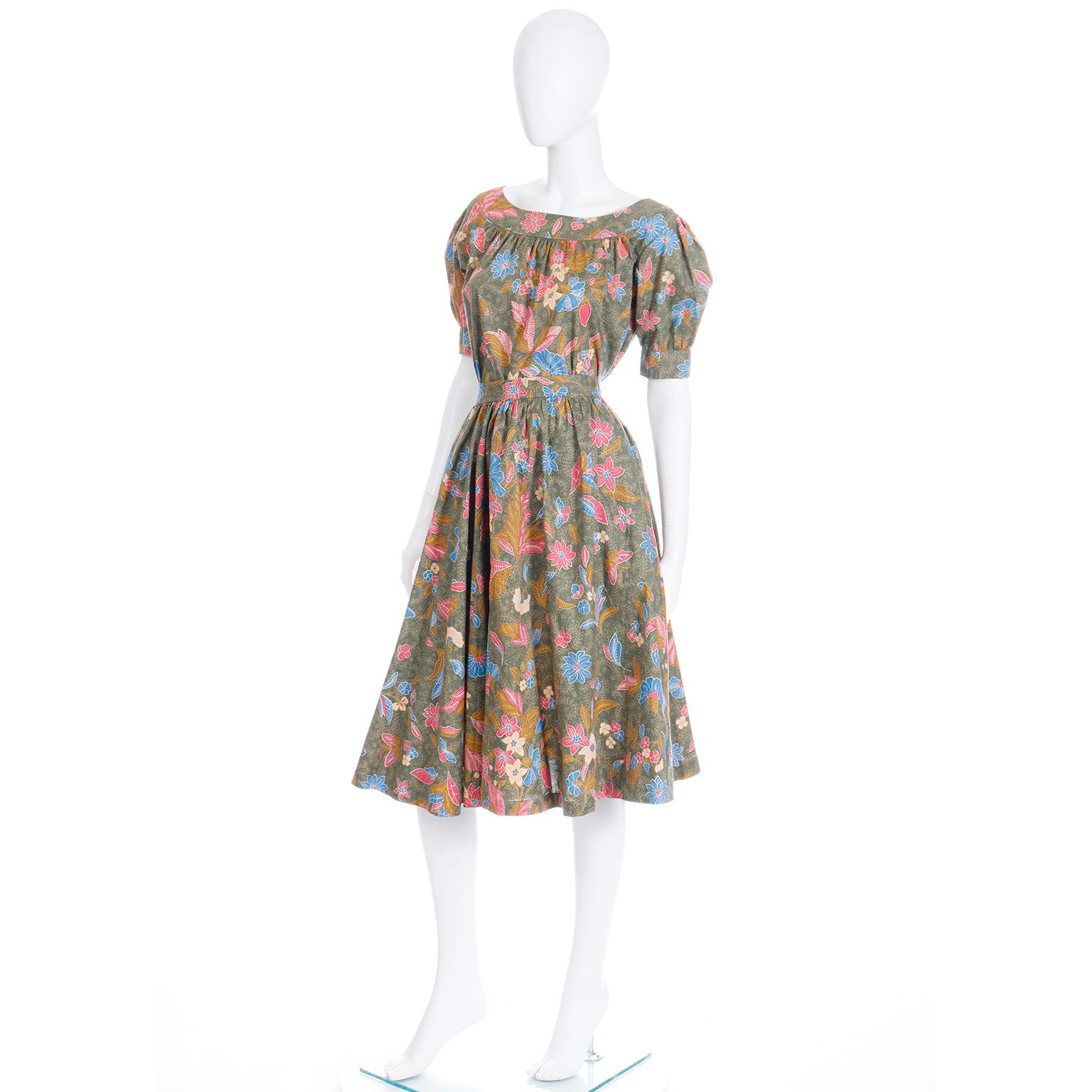 Women's or Men's S/S 1986 Yves Saint Laurent Vintage YSL Botanical Blouse & Skirt 2 Pc Dress For Sale