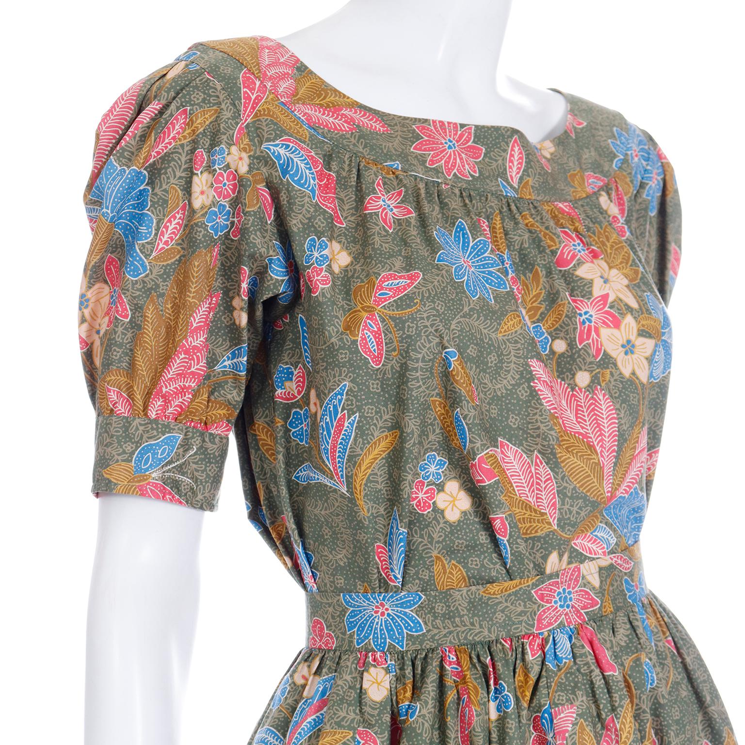 S/S 1986 Yves Saint Laurent Vintage YSL Botanical Blouse & Skirt 2 Pc Dress For Sale 1