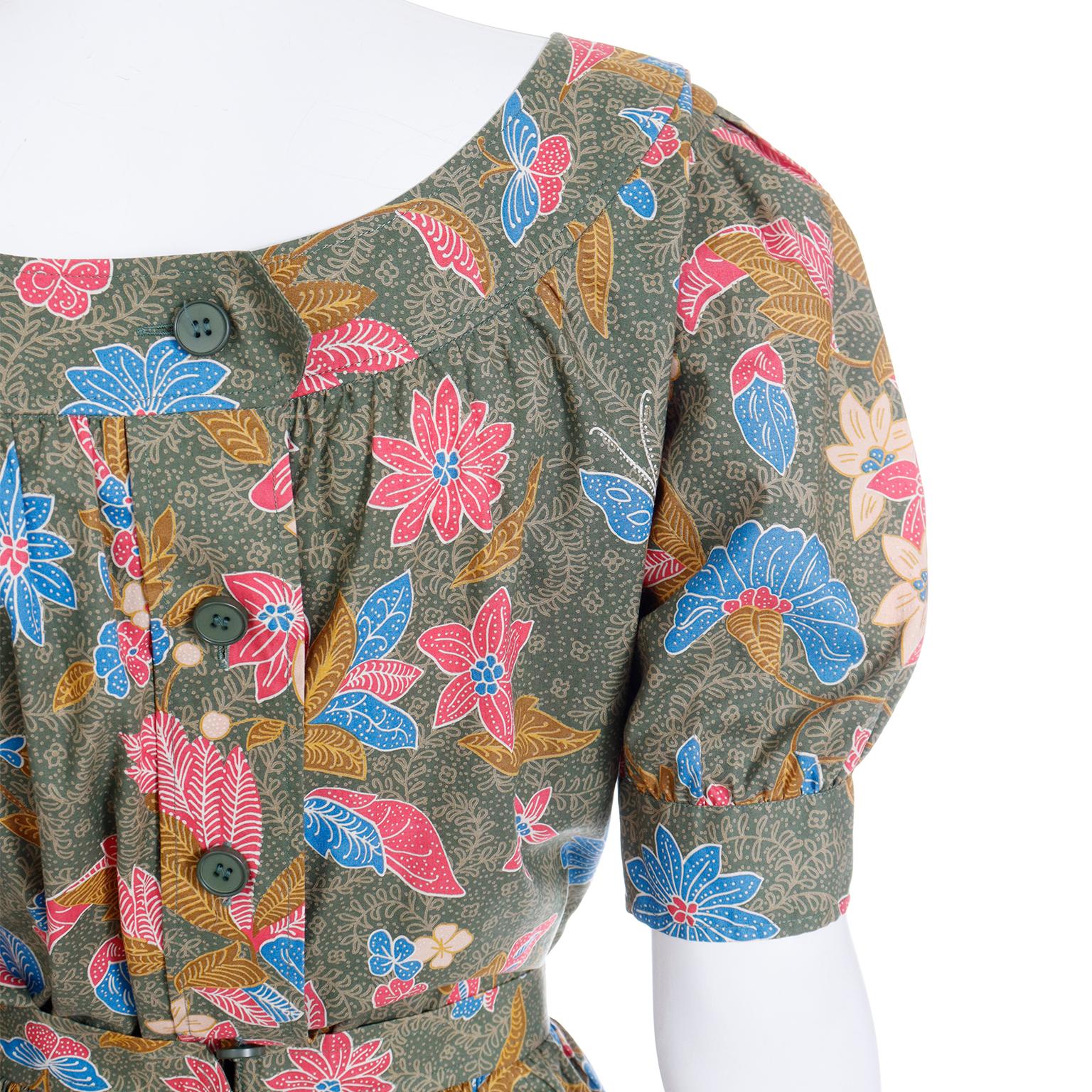 S/S 1986 Yves Saint Laurent Vintage YSL Botanical Blouse & Skirt 2 Pc Dress For Sale 2