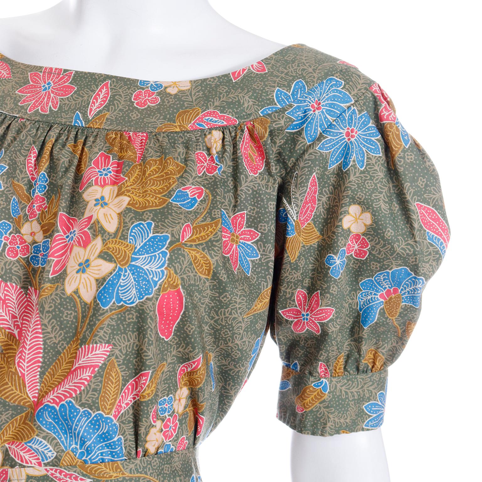 S/S 1986 Yves Saint Laurent Vintage YSL Botanical Blouse & Skirt 2 Pc Dress For Sale 3