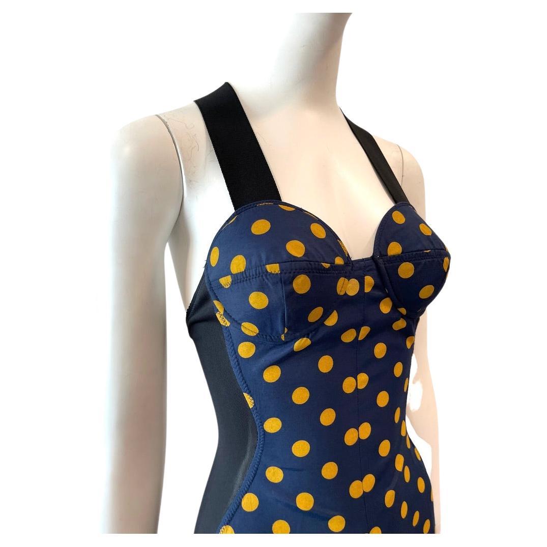 S/S 1987 Jean Paul Gaultier stretch polka dot dress
sheer panel sides / cone bra
100% Viscose
Made in Italy
Condition: Excellent
sz FR 40 / XS / S