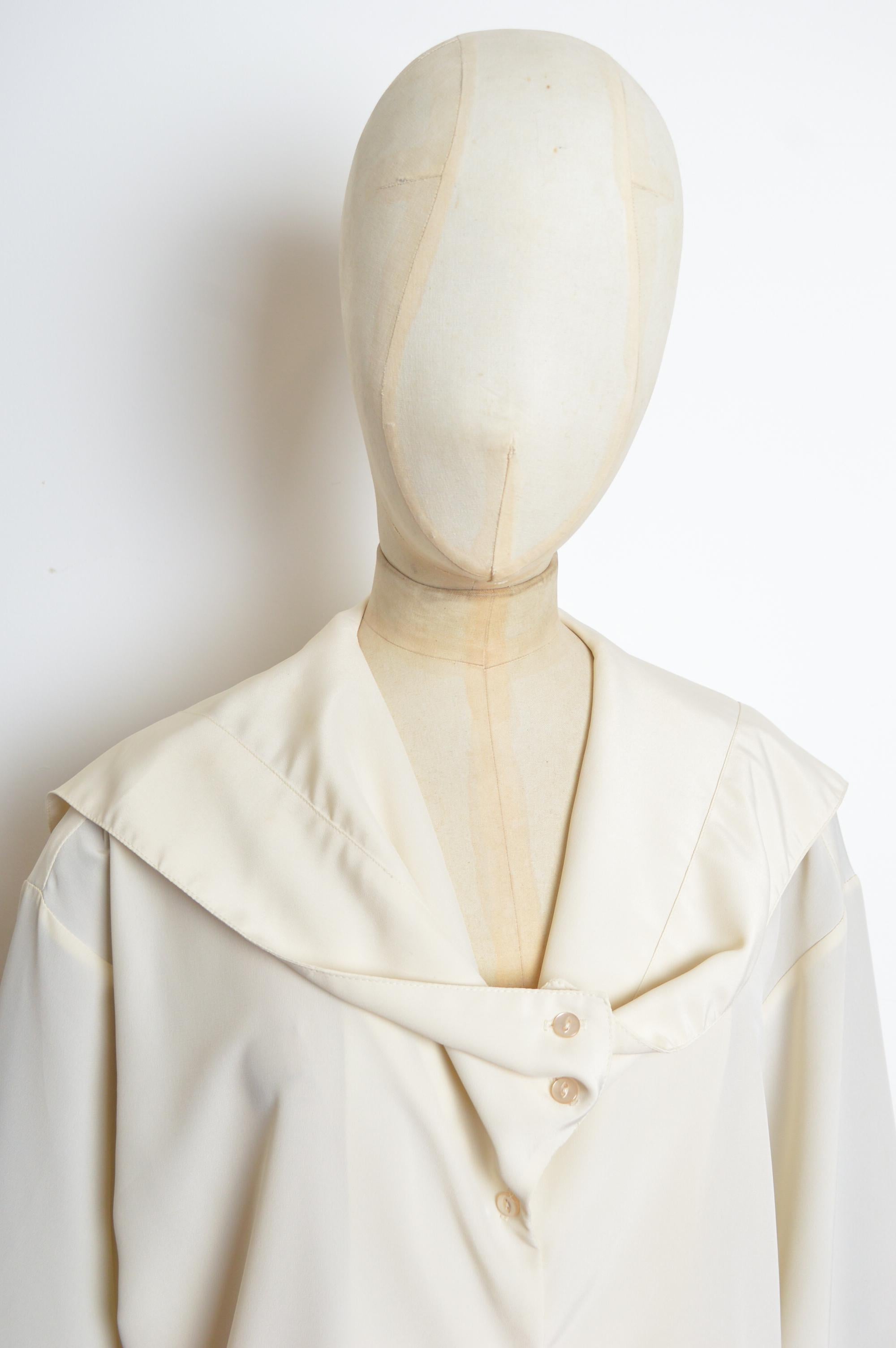 S/S 1987 John Galliano Piratenkragen Cremeweiß Seemannsbluse - Hemd (Weiß) im Angebot