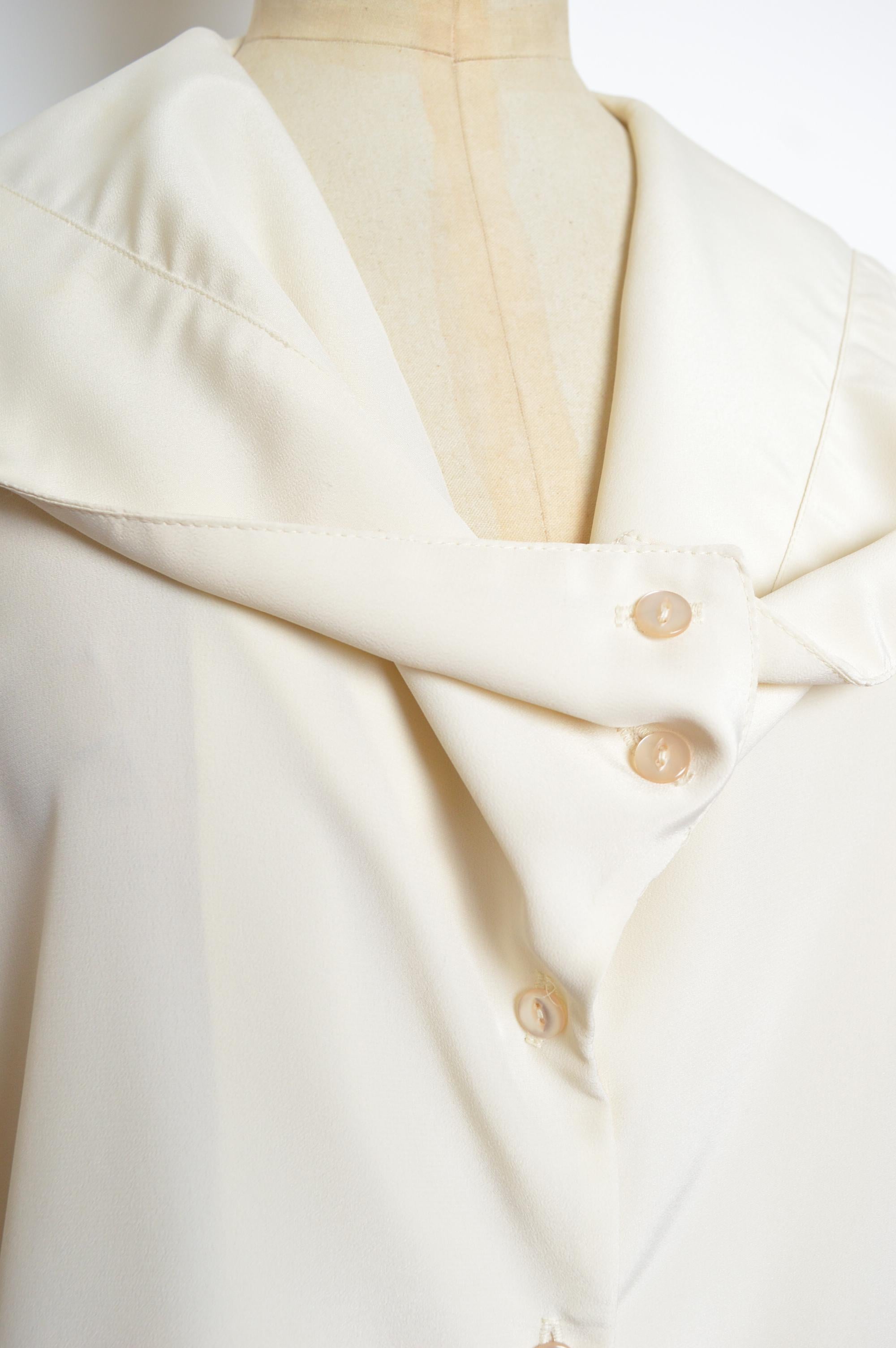 S/S 1987 John Galliano Piratenkragen Cremeweiß Seemannsbluse - Hemd im Zustand „Gut“ im Angebot in Sheffield, GB