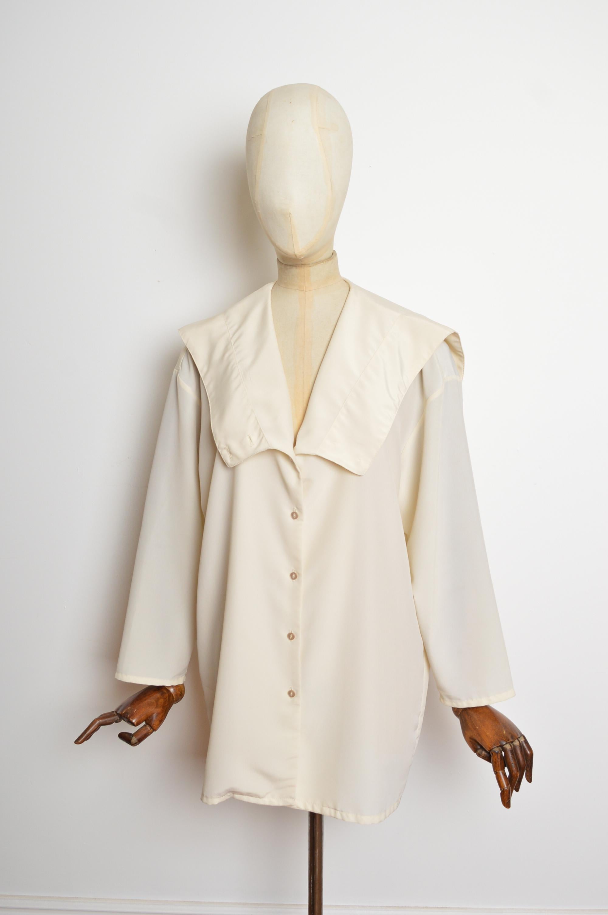 S/S 1987 John Galliano Piratenkragen Cremeweiß Seemannsbluse - Hemd Damen im Angebot