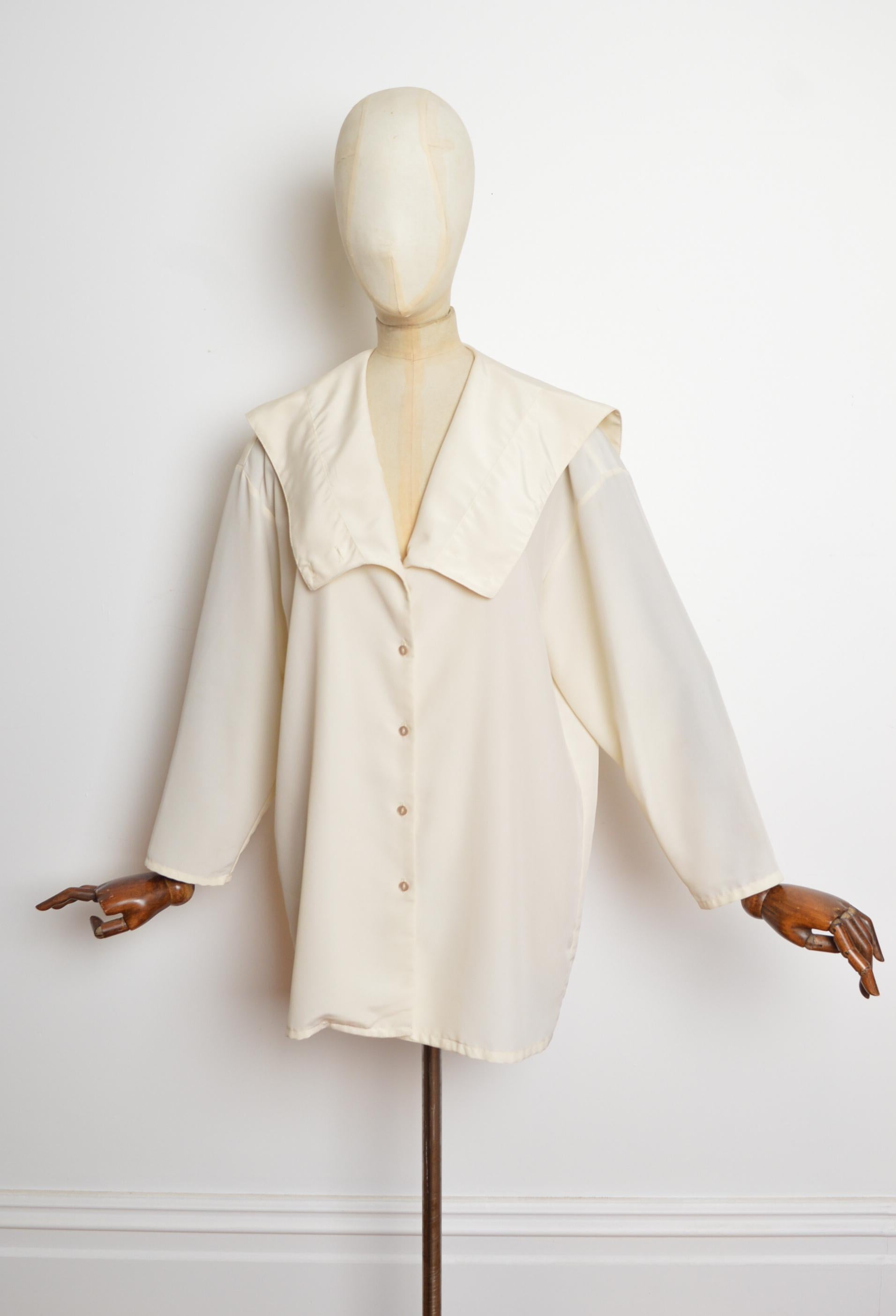 S/S 1987 John Galliano Piratenkragen Cremeweiß Seemannsbluse - Hemd im Angebot 1