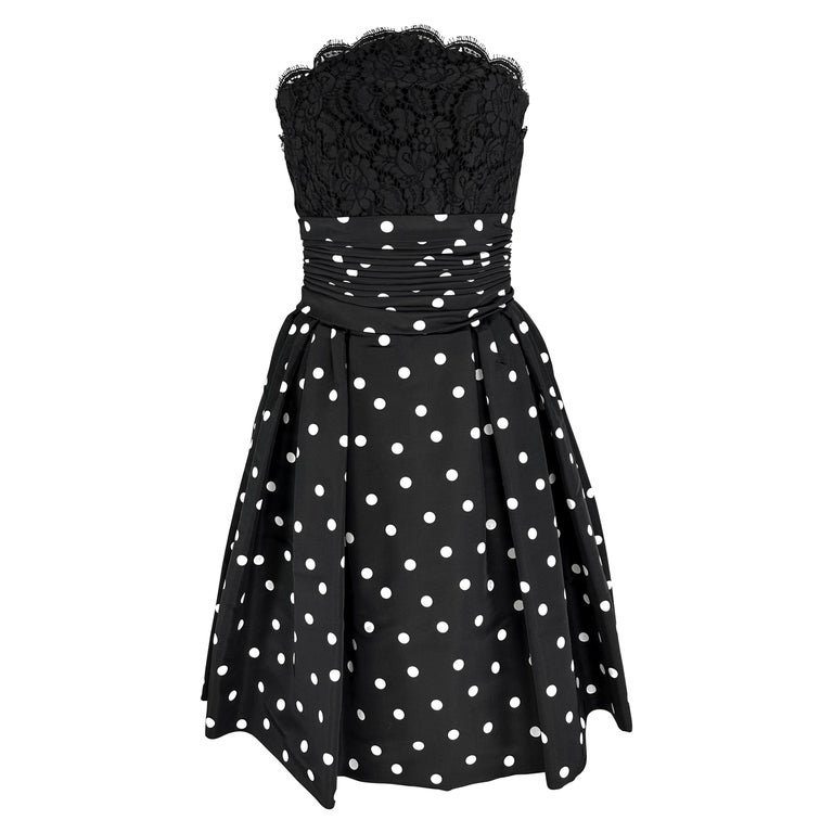 sexy black club dresses Black and White Polka Dot Dress with Tie Back 32/34