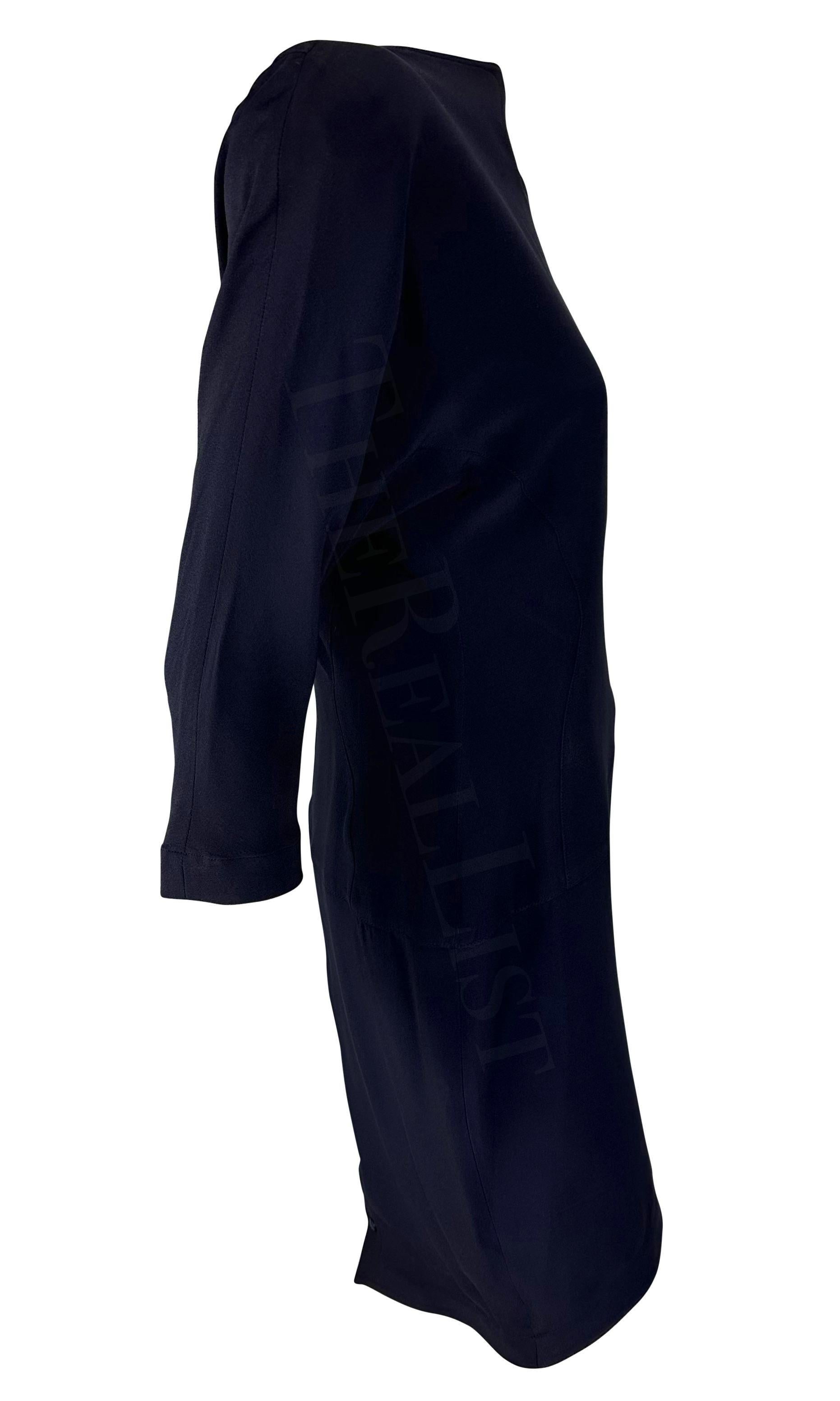 S/S 1988 - Thierry Mugler - Robe asymétrique et sculpturale bleu marine à boutons-pression en vente 4