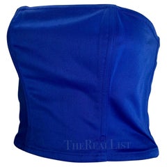 S/S 1988 Yves Saint Laurent Rive Gauche Royal Blue Bustier Boned Crop Top
