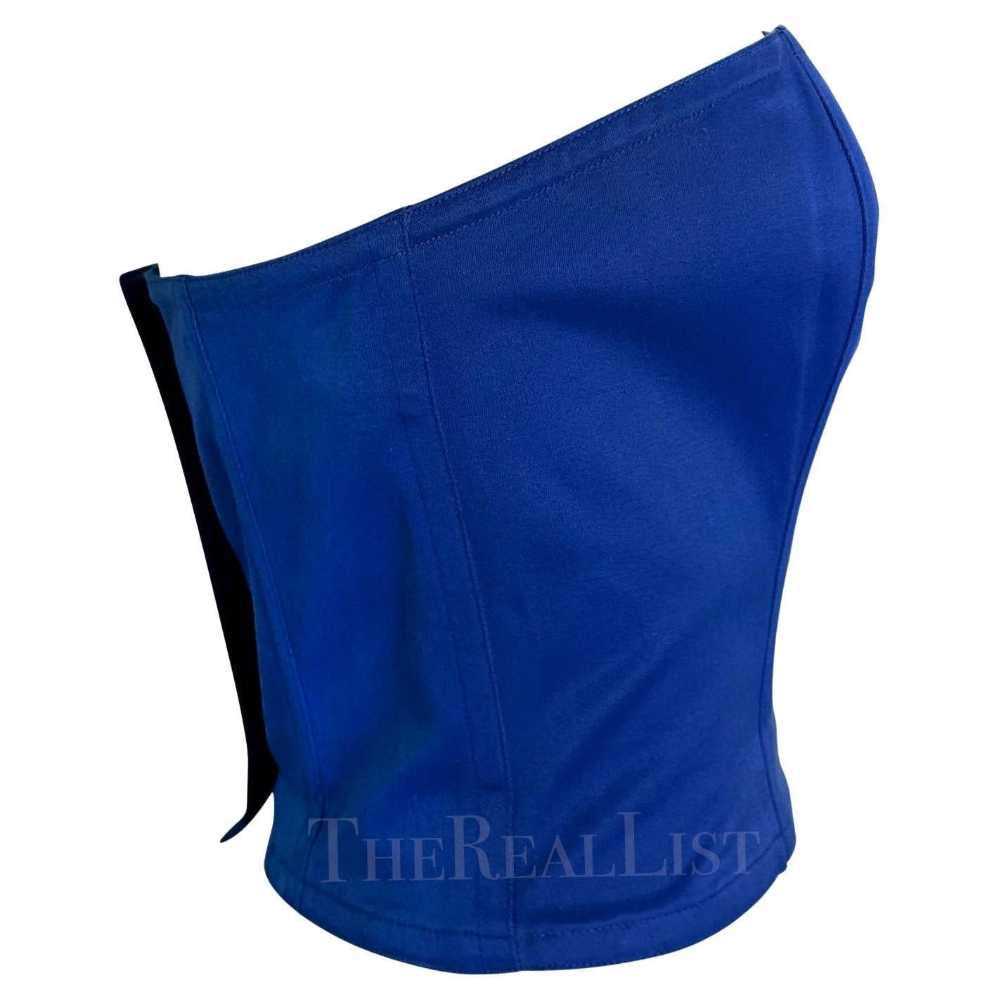 Haut court Yves Saint Laurent Rive Gauche bleu roi, printemps-été 1988 Pour femmes en vente