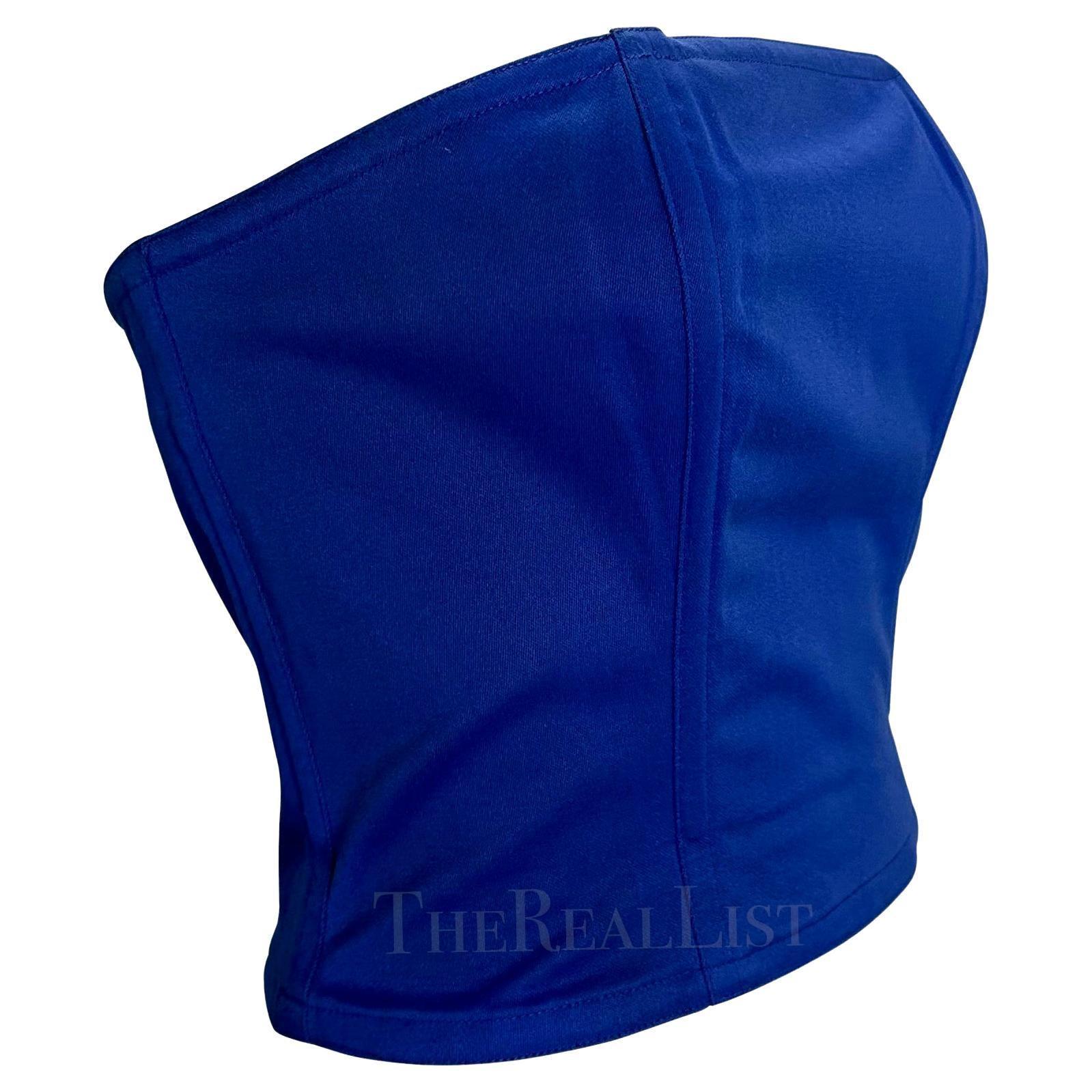 Haut court Yves Saint Laurent Rive Gauche bleu roi, printemps-été 1988 en vente 1