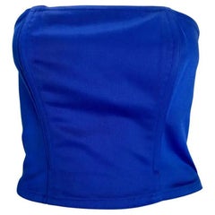S/S 1988 Yves Saint Laurent Rive Gauche Royal Blue Bustier Boned Crop Top
