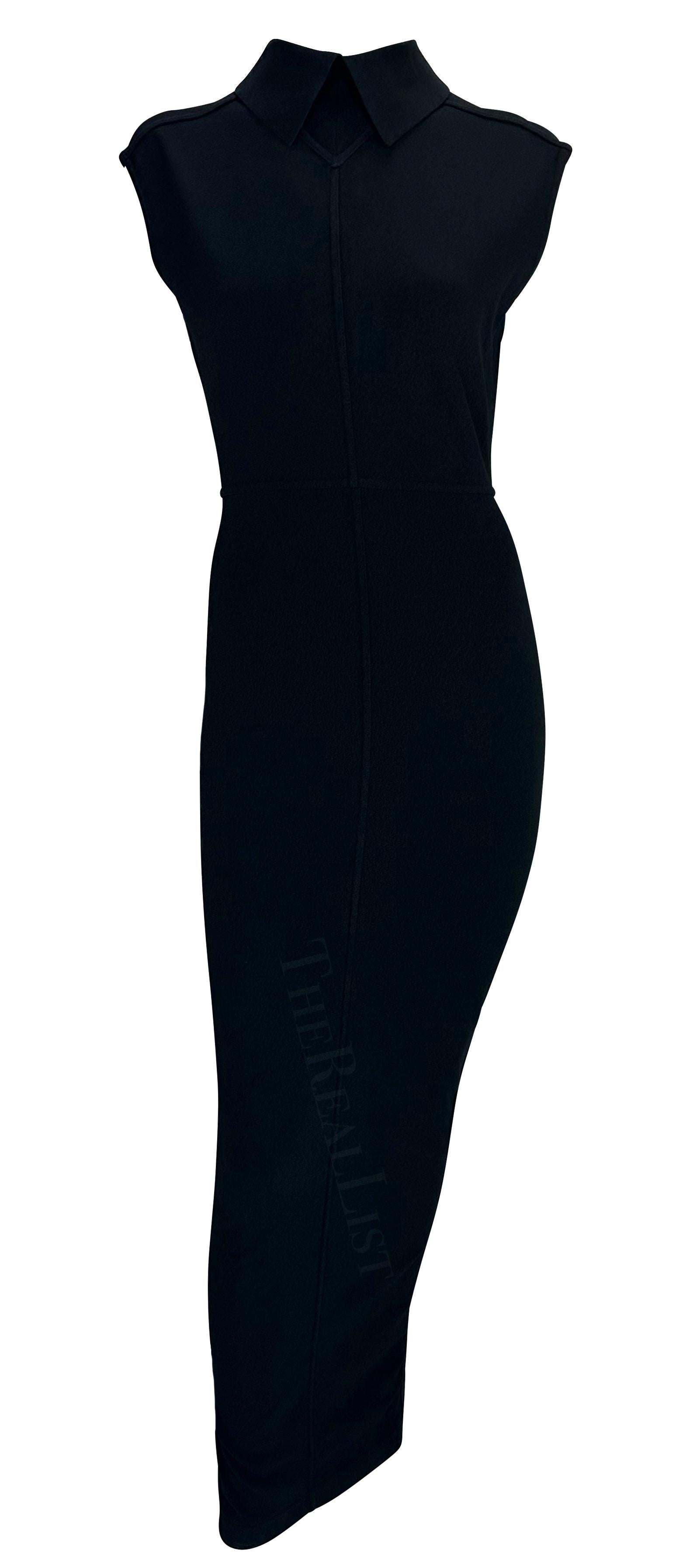 S/S 1989 Azzedine Alaïa Laufsteg Schwarz Ausschnitt Kragen Stricken Bodycon Stretch Kleid im Zustand „Hervorragend“ im Angebot in West Hollywood, CA