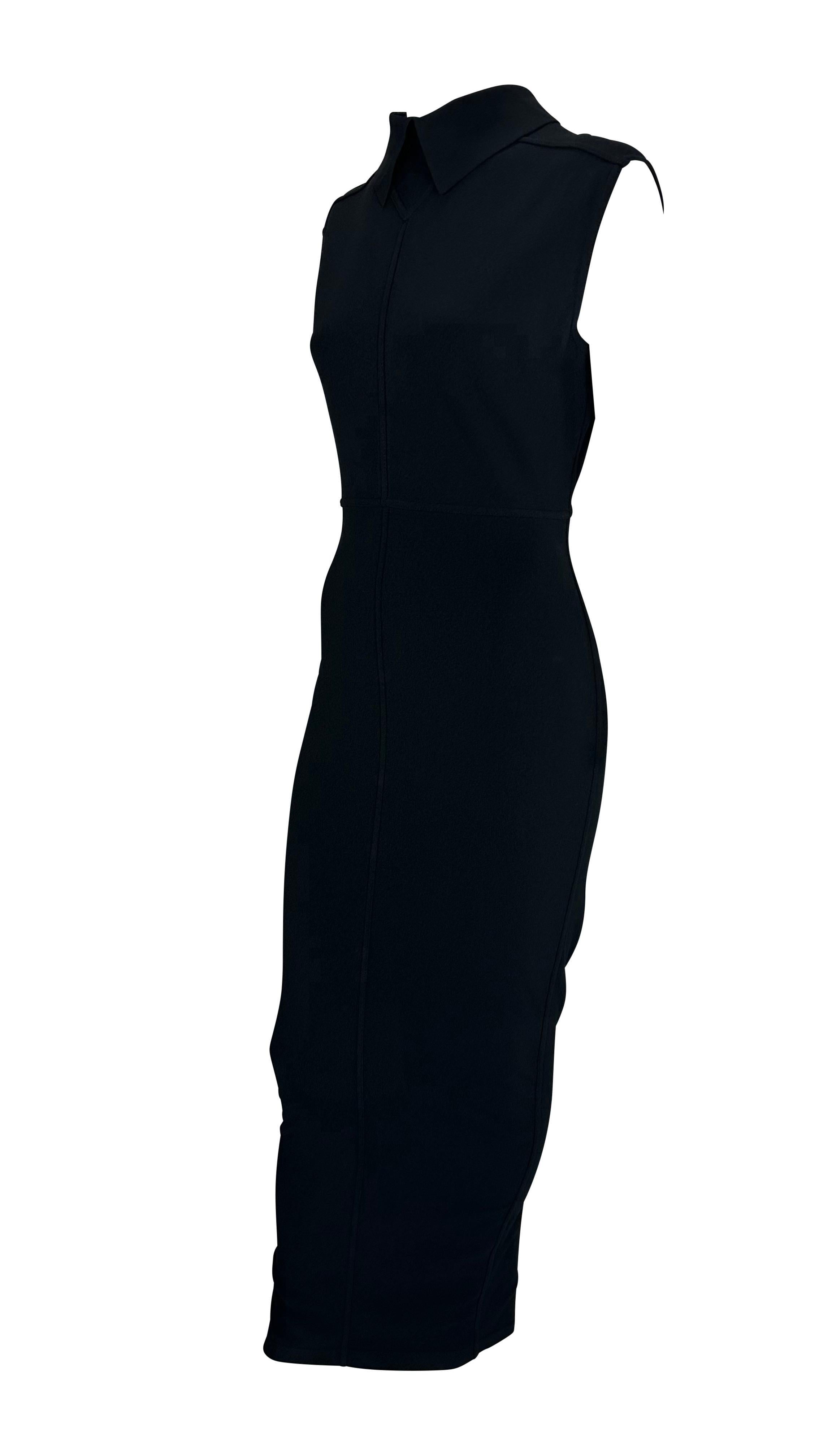 S/S 1989 Azzedine Alaïa Laufsteg Schwarz Ausschnitt Kragen Stricken Bodycon Stretch Kleid im Angebot 1